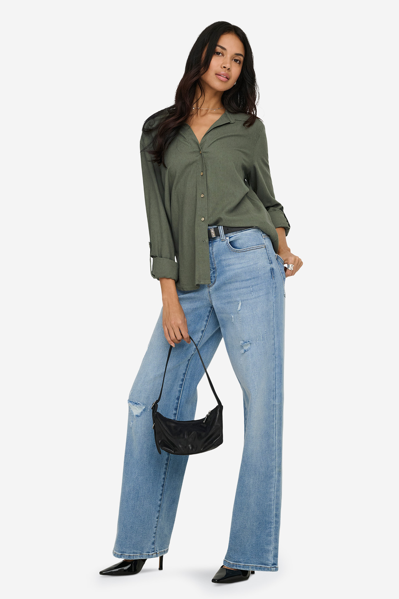 Koszula ONLY 15363991-Smokey-Olive Zielony ciemny