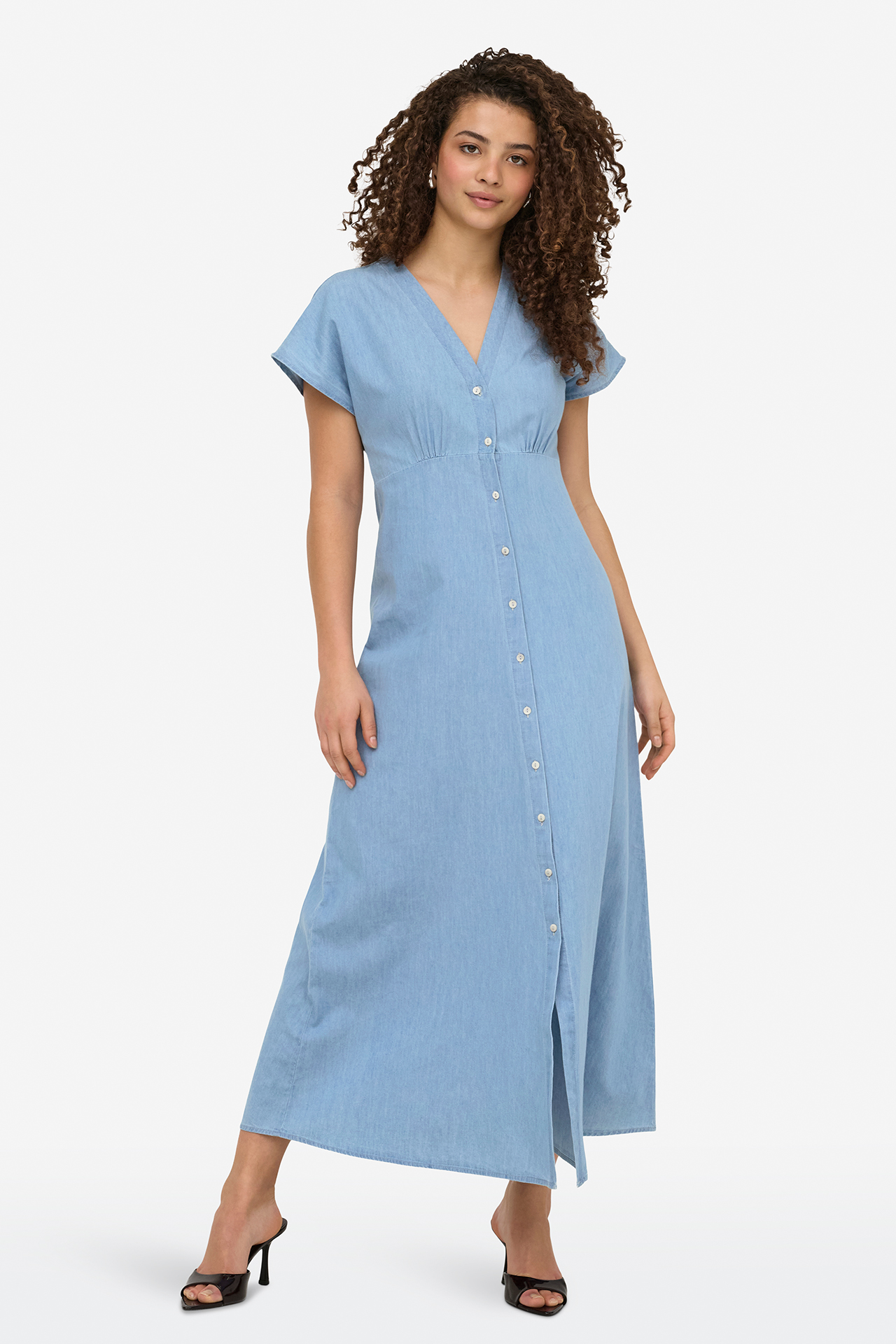Sukienka ONLY 15370341-Light-Blue-Denim Niebieski