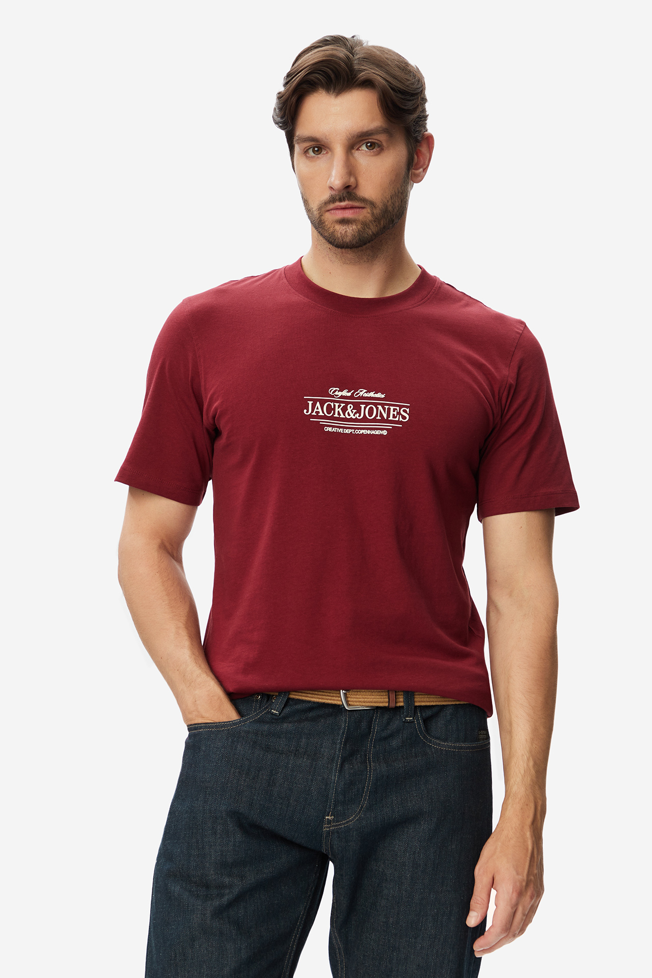 T-shirt JACK&JONES 12295049-Cabernet Biały
