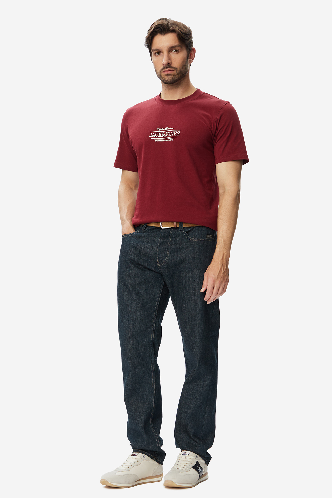 T-shirt JACK&JONES 12295049-Cabernet Biały