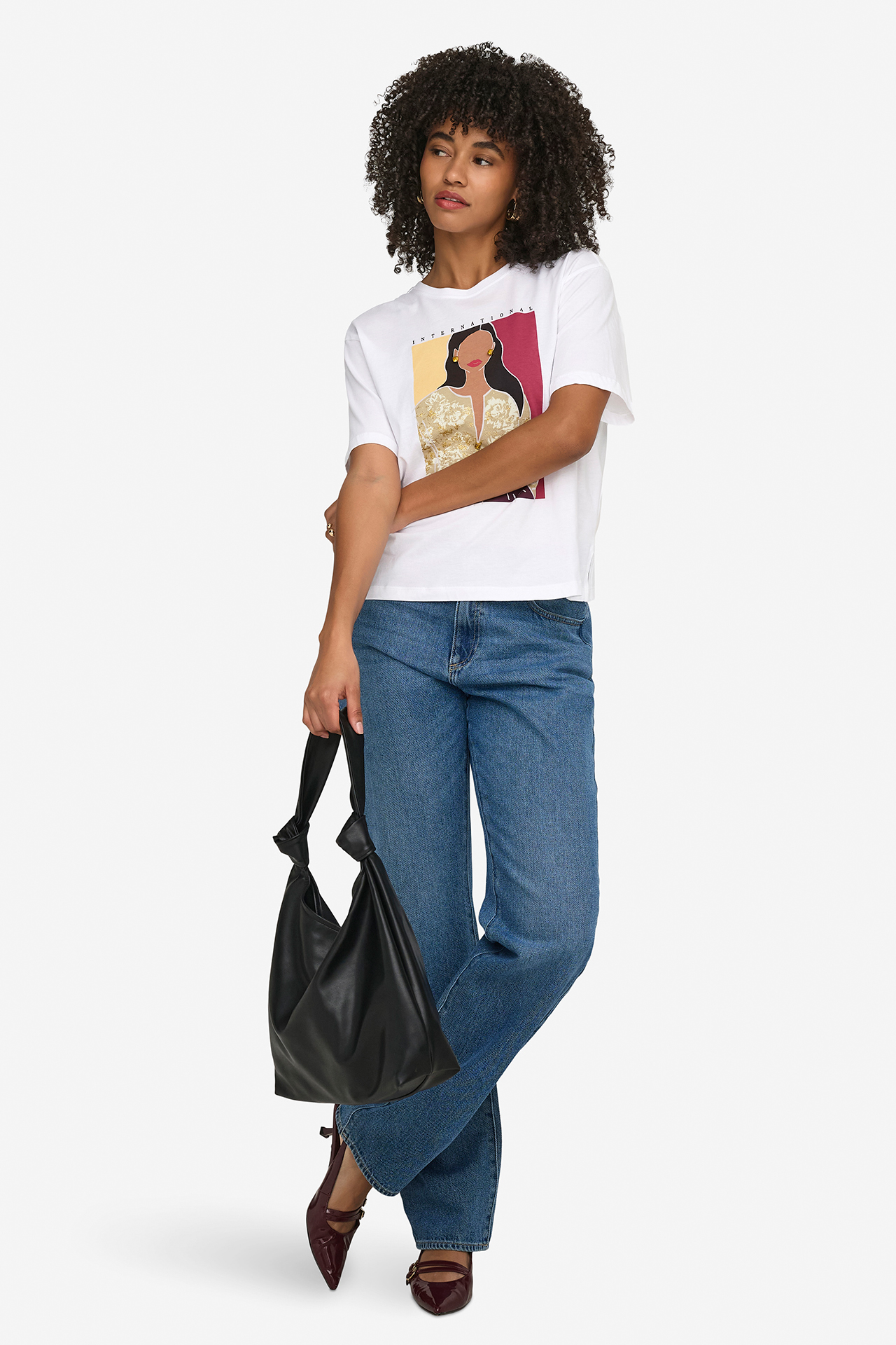 T-shirt ONLY 15372179-Bright-White-Susan-interantional Biały