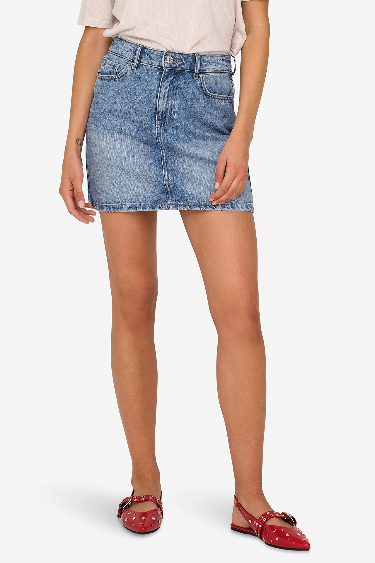 Spódnica ONLY 15339630-Light-Blue-Denim Niebieski jasny