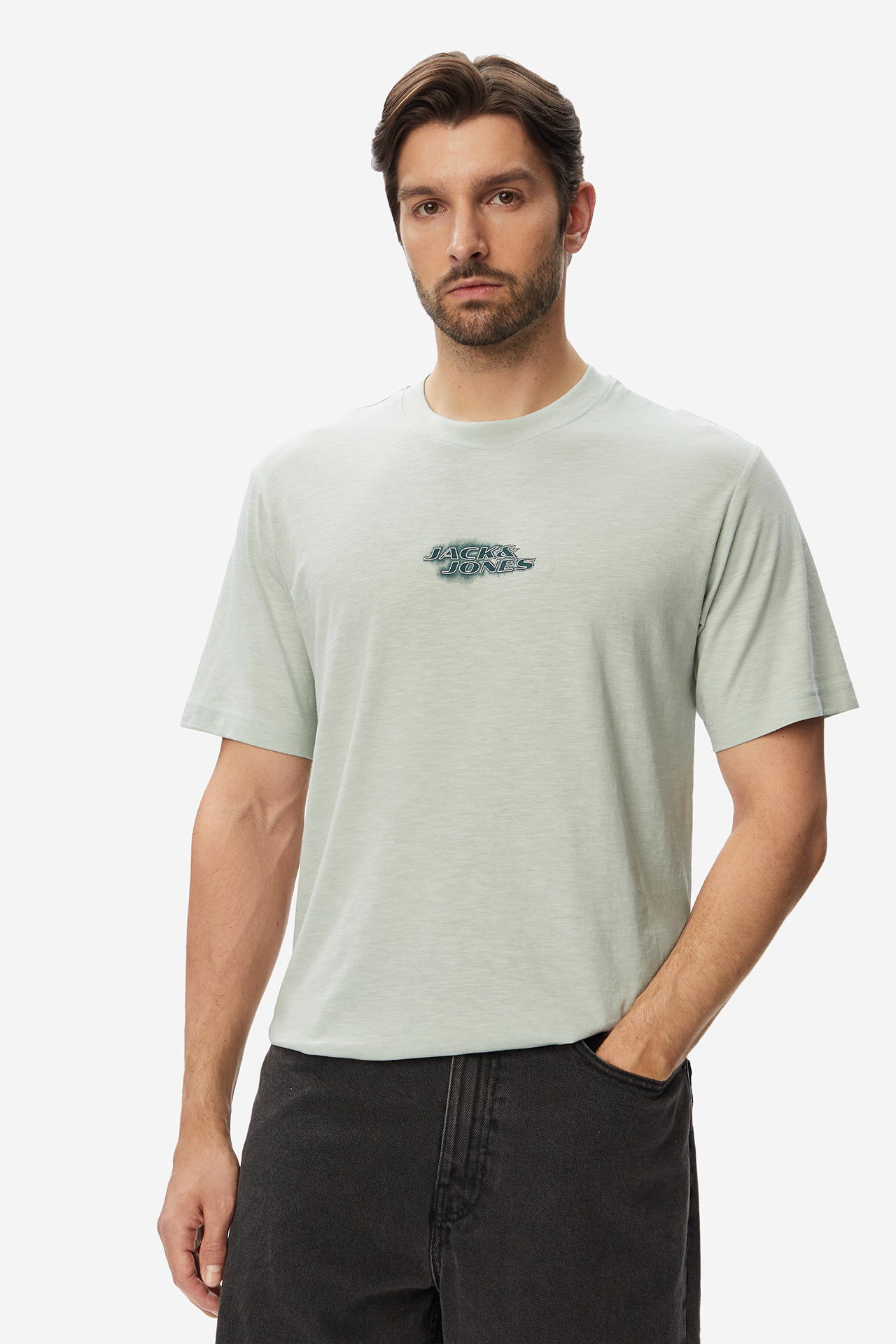 T-shirt JACK&JONES 12294963-Aqua Gray Zielony jasny