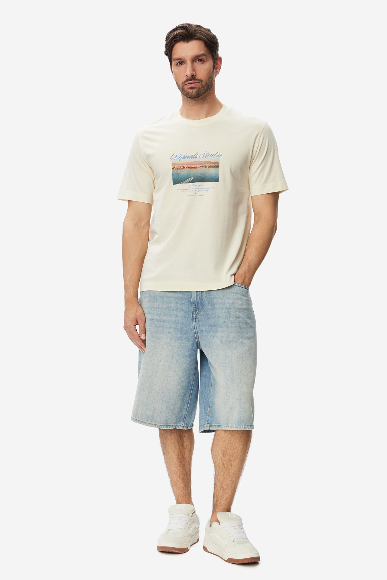 T-shirt JACK&JONES 12291022-Antique White Kremowy