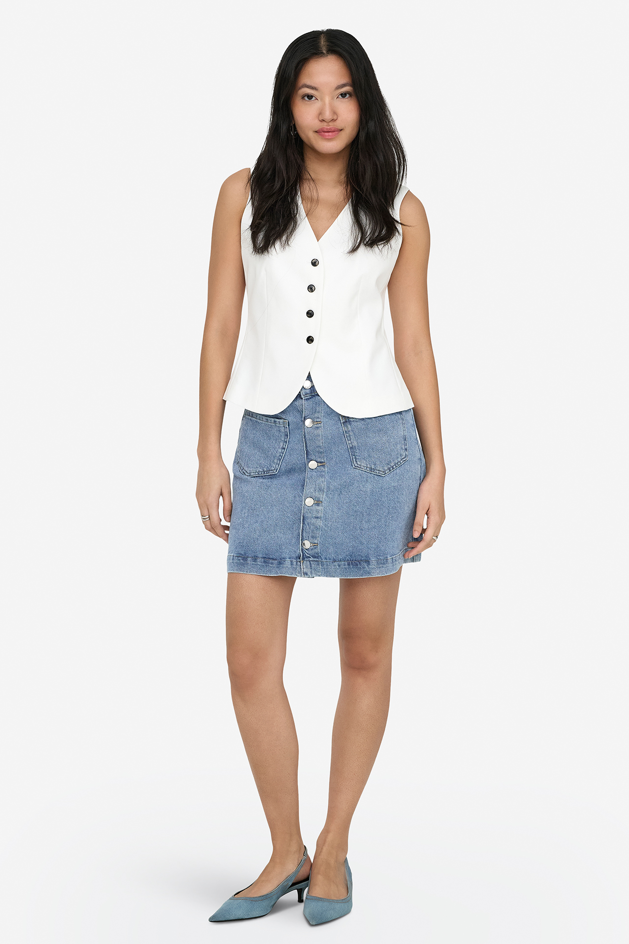 Spódnica ONLY 15349035-Light Blue Denim Niebieski