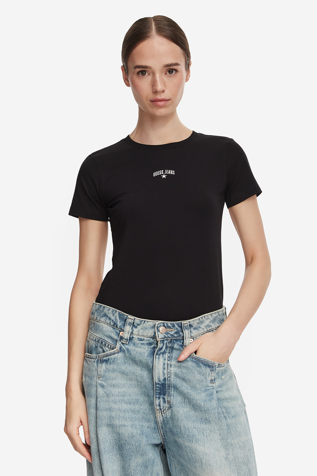 T-shirt GUESS JEANS W6YI51K4679-JBLK Czarny