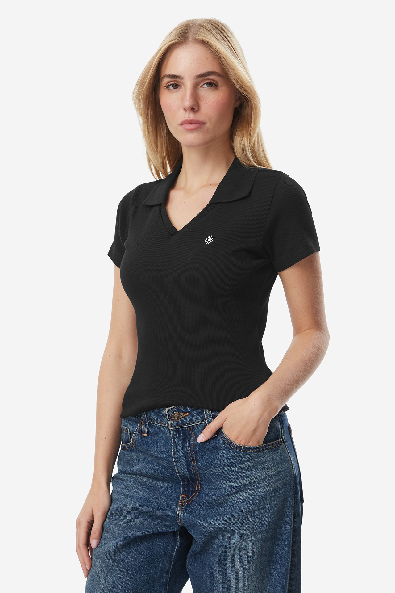 Koszulka polo GUESS JEANS W6YP05K3683-JBLK Czarny
