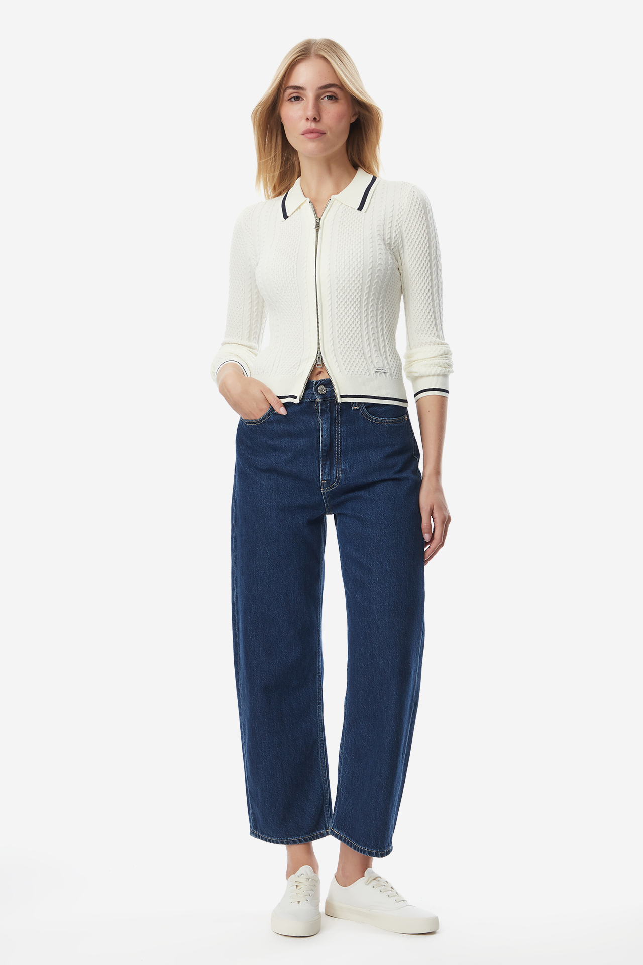 Sweter GUESS JEANS W6YR03Z0849-G293 Kremowy