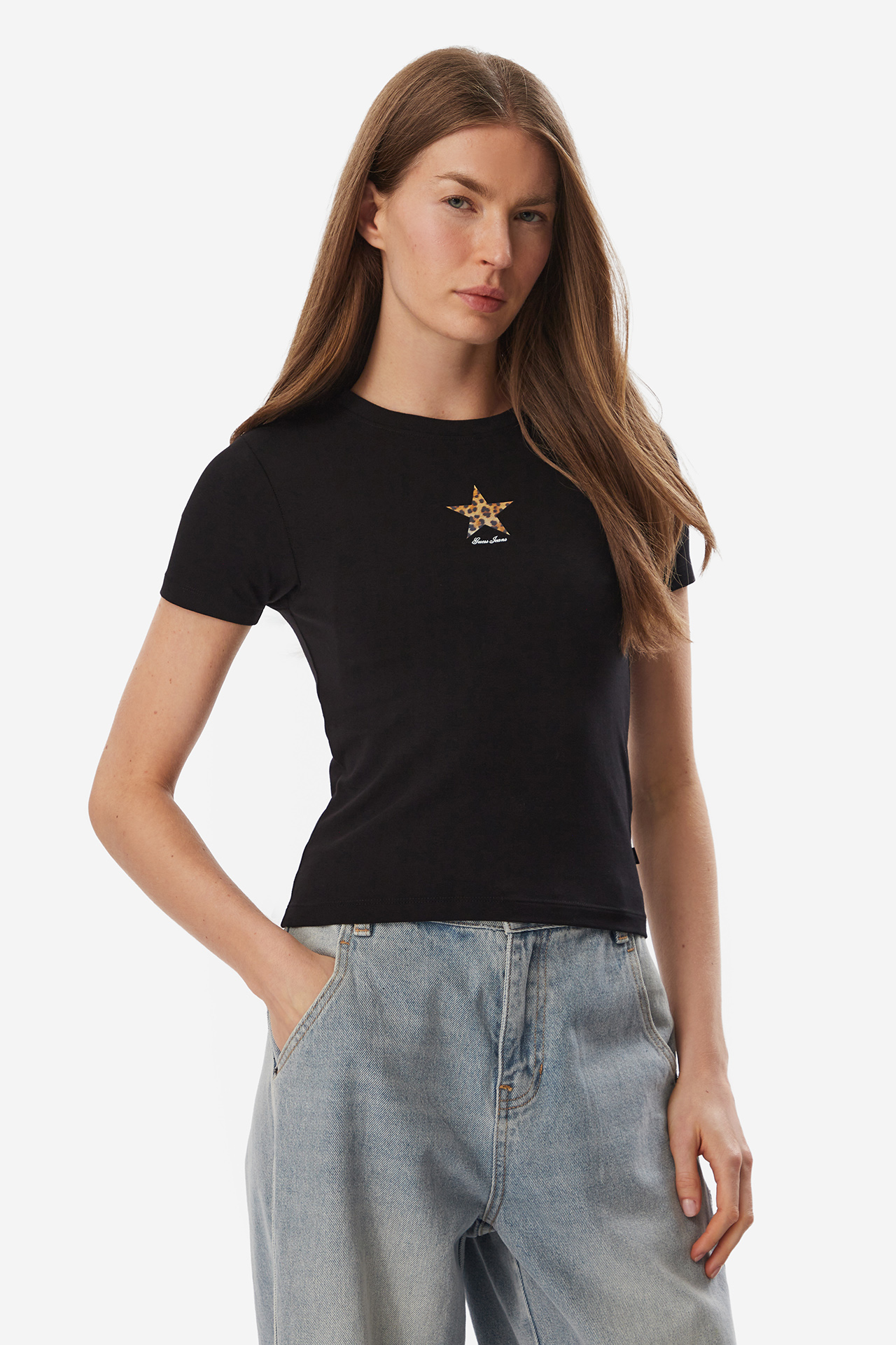 T-shirt GUESS JEANS W6BI05K5301-JBLK Czarny
