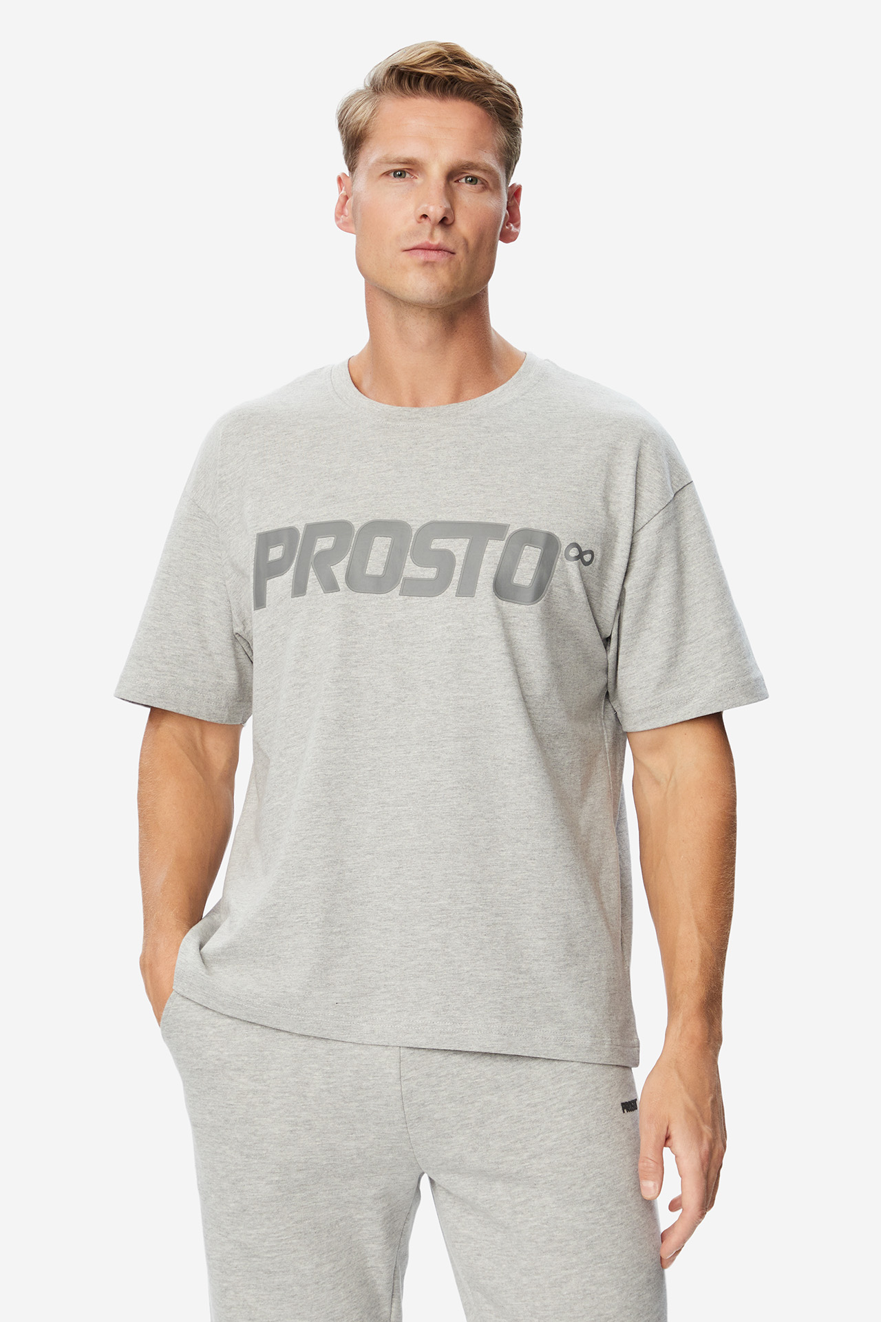 T-shirt PROSTO KL263MTEE1051 Szary jasny