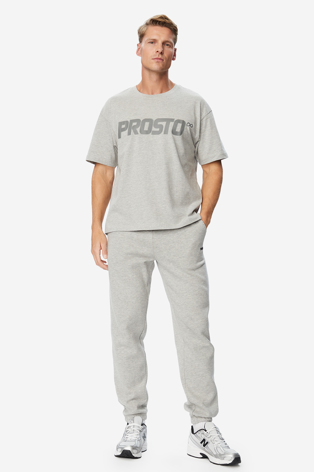T-shirt PROSTO KL263MTEE1051 Szary jasny
