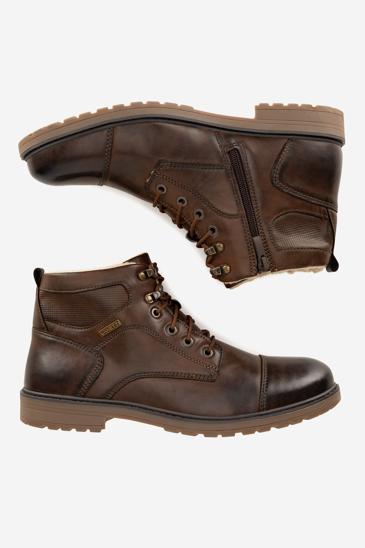 Šněrovací vyšší obuv HNĚDÁ