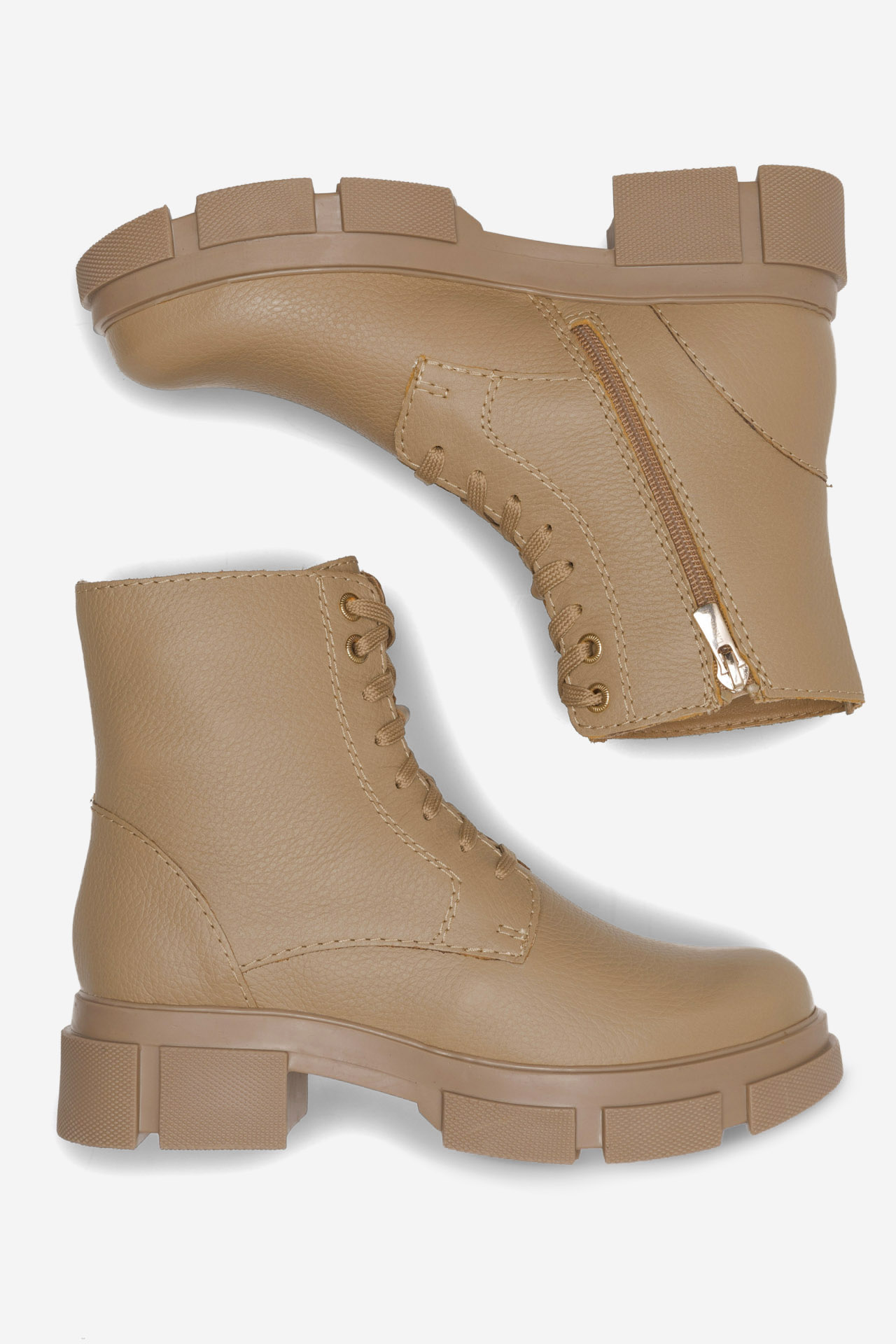 Šněrovací vyšší obuv TMAVĚ BÉŽOVÁ