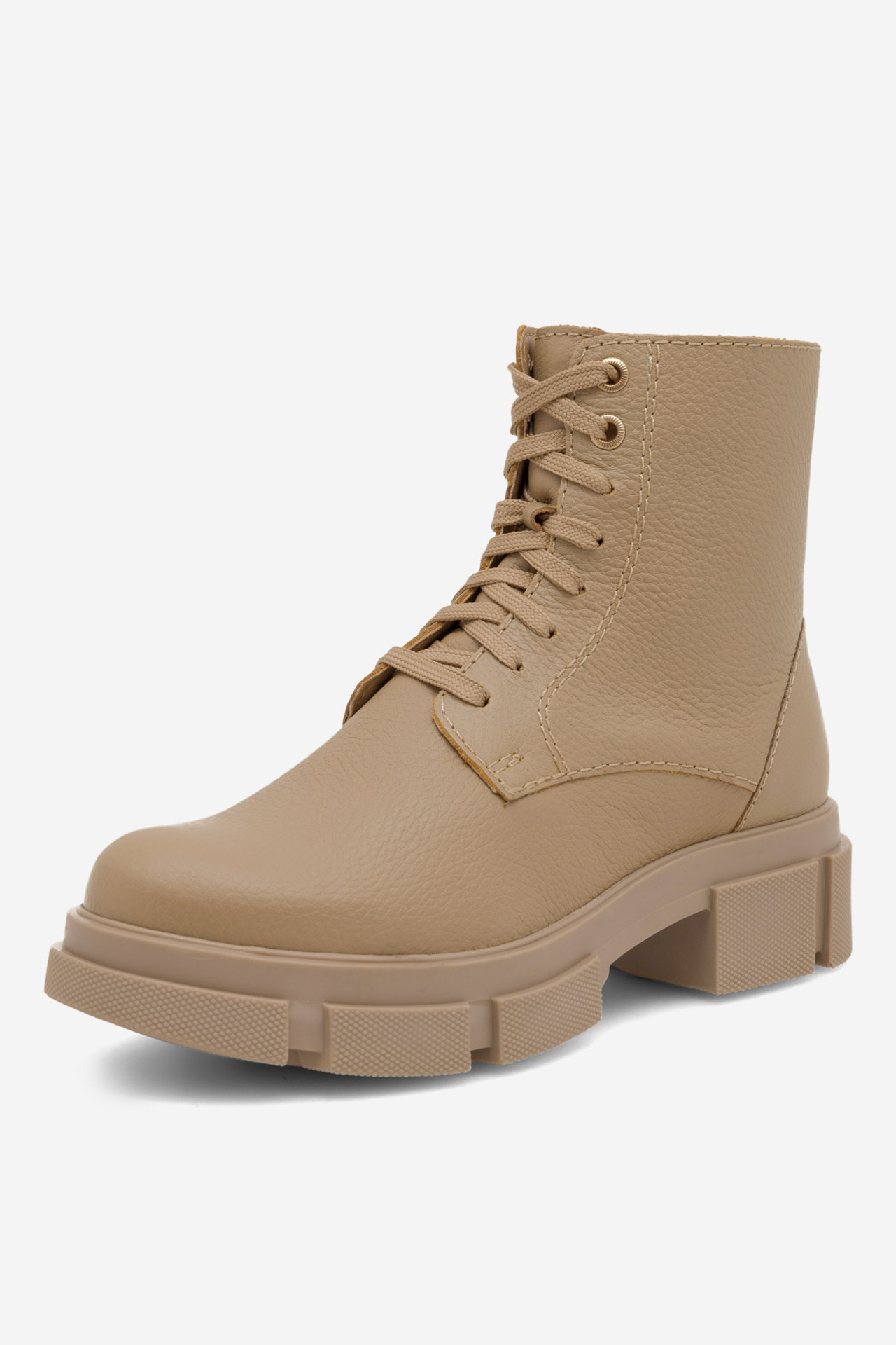 Šněrovací vyšší obuv TMAVĚ BÉŽOVÁ