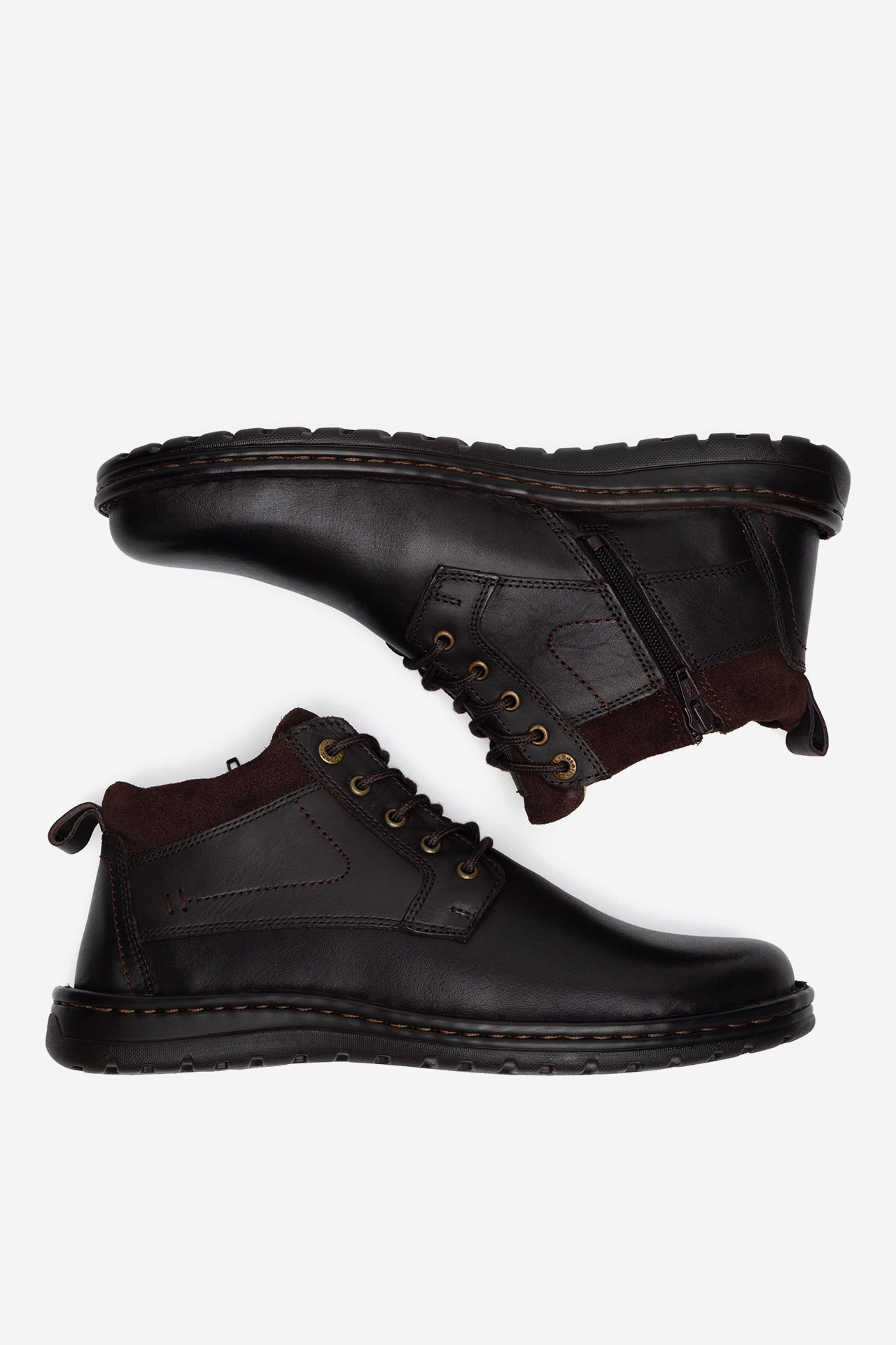 Šněrovací vyšší obuv HNĚDÁ