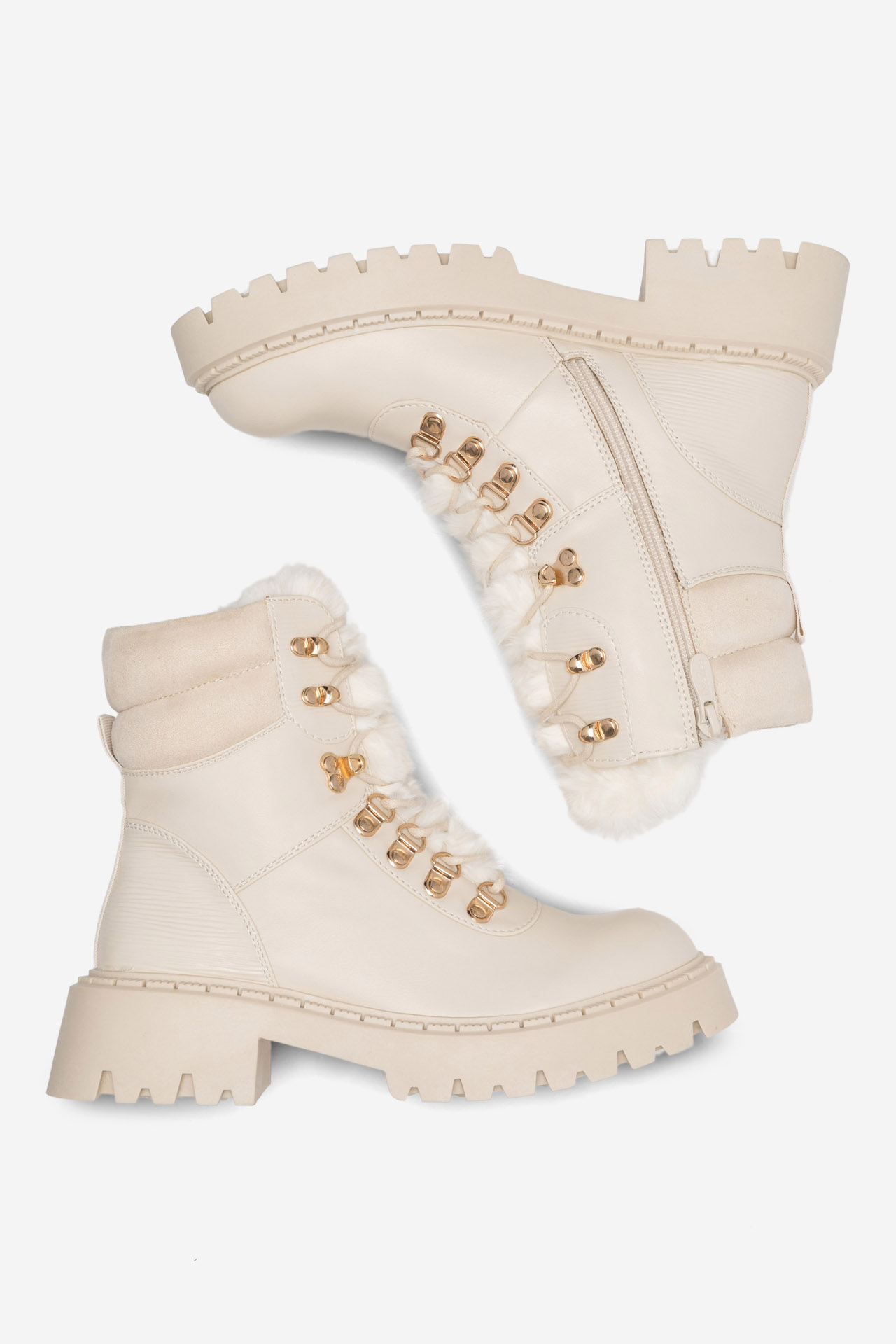 Šněrovací vyšší obuv DeeZee DIJANA WS6200-01 BÉŽOVÁ