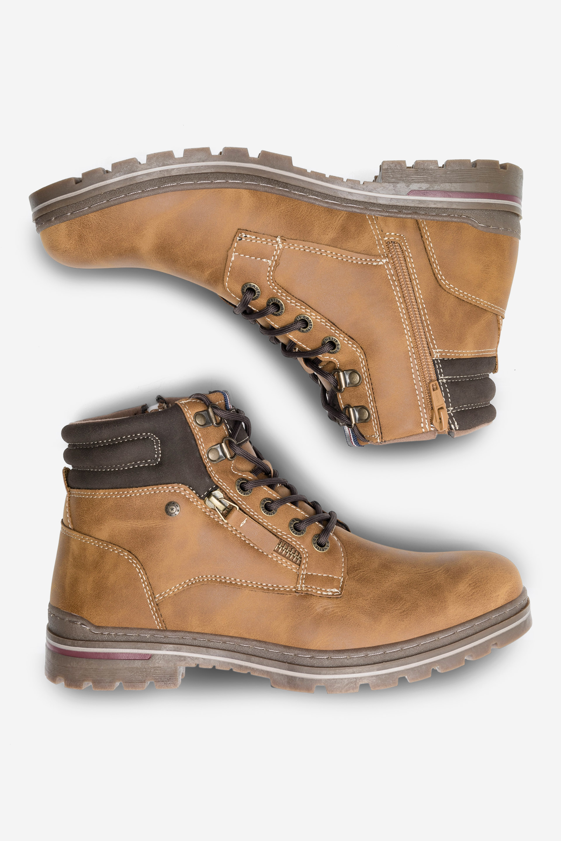 Šněrovací vyšší obuv SVĚTLE HNĚDÁ