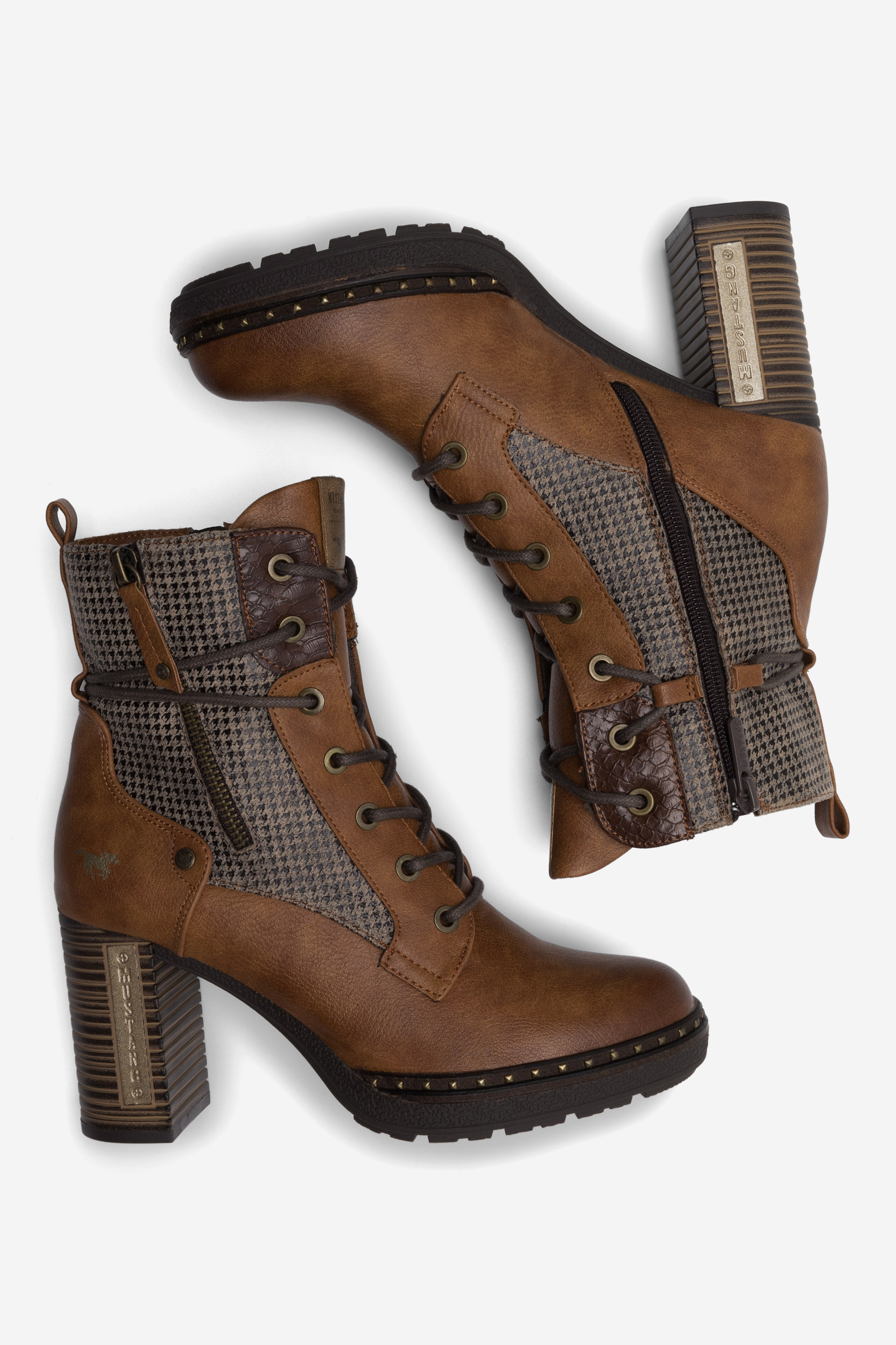 Šněrovací vyšší obuv HNĚDÁ