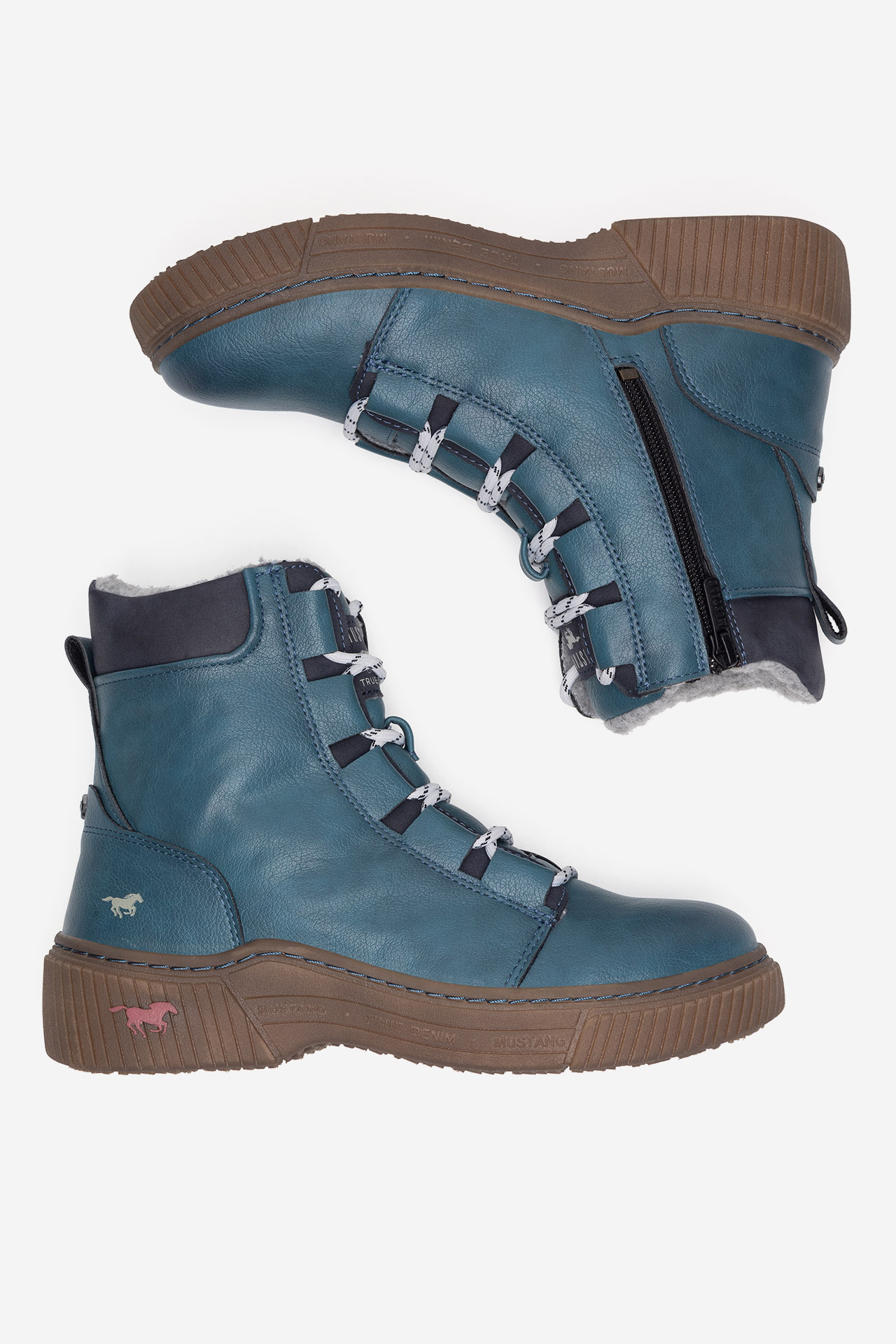 Šněrovací vyšší obuv TYRKYSOVÁ