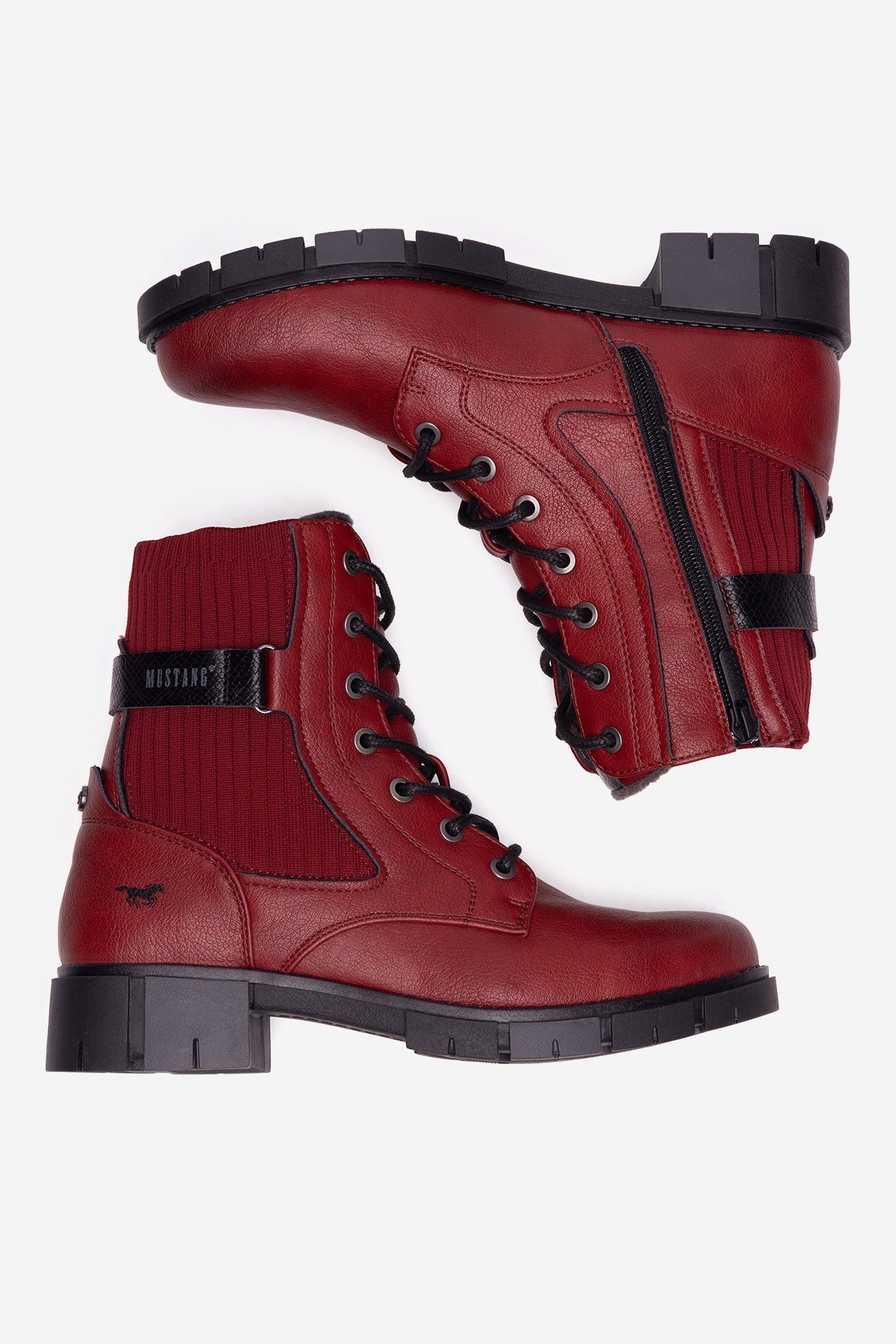 Šněrovací vyšší obuv ČERVENÁ