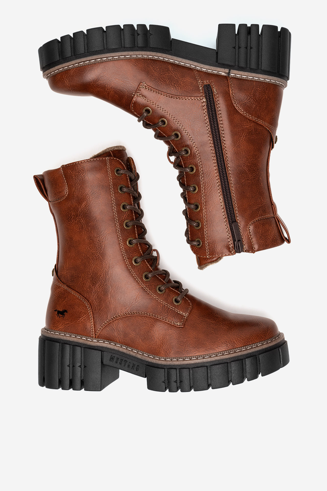 Šněrovací vyšší obuv HNĚDÁ