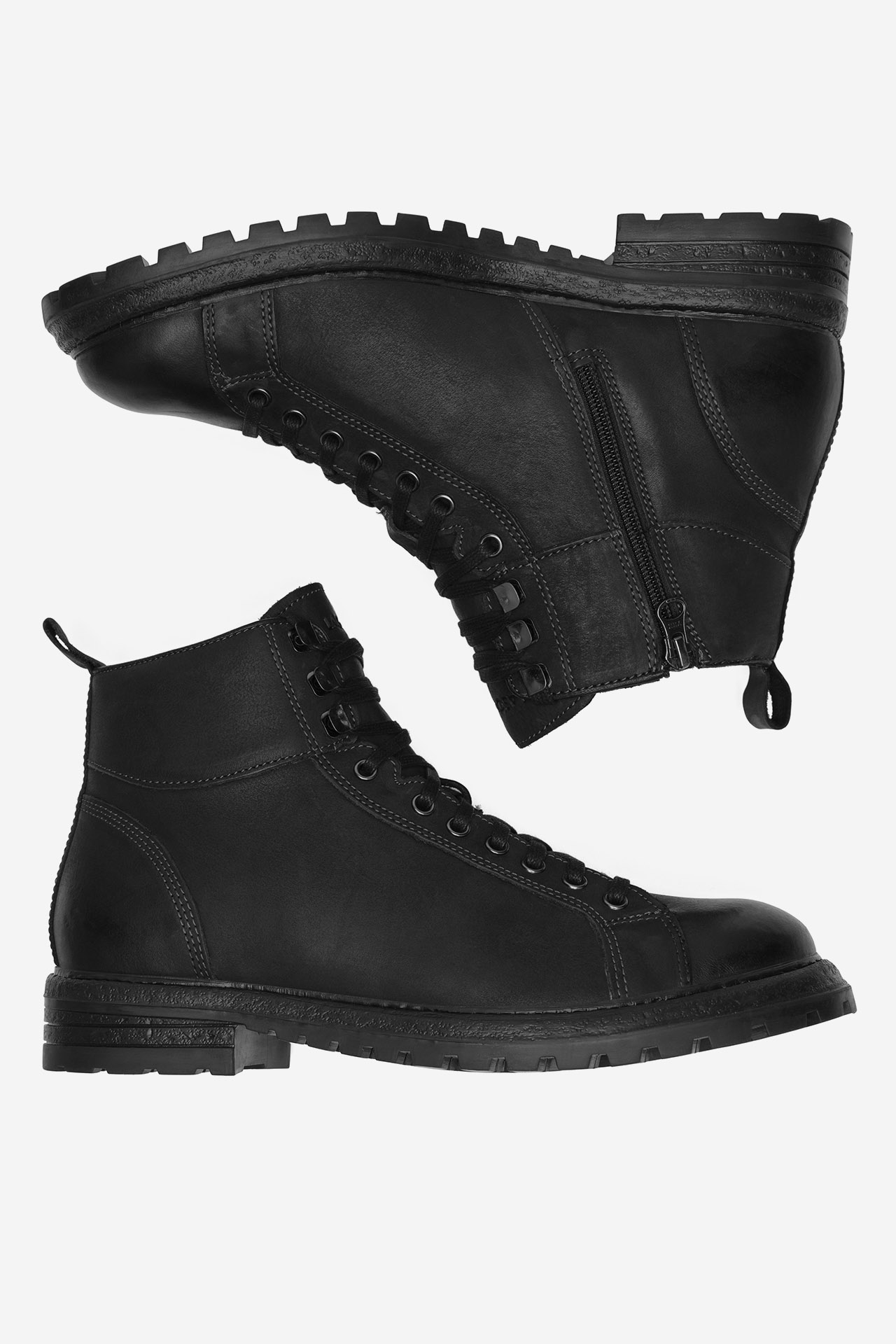 Šněrovací vyšší obuv ČERNÁ