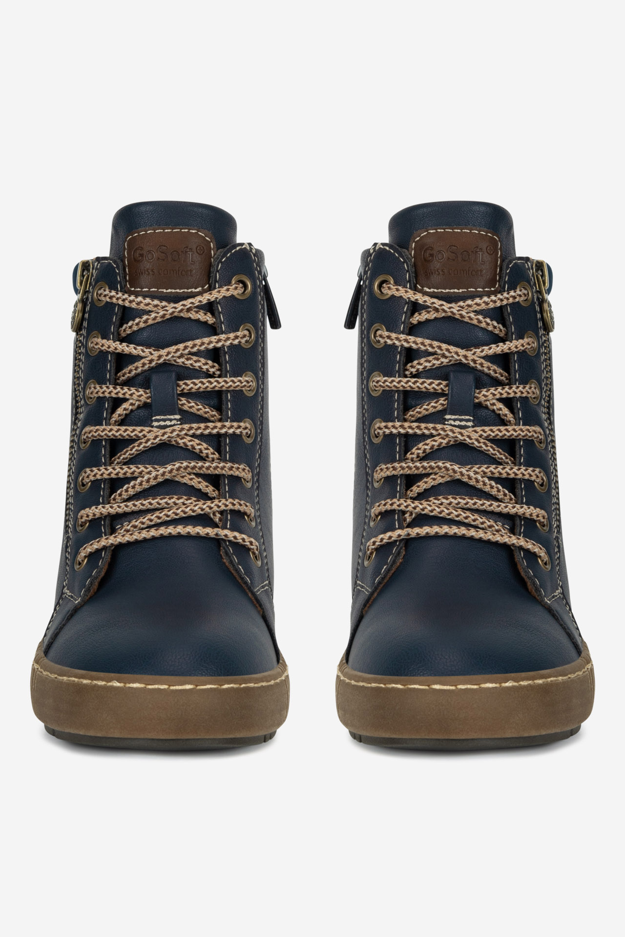 Šněrovací vyšší obuv TMAVĚ MODRÁ