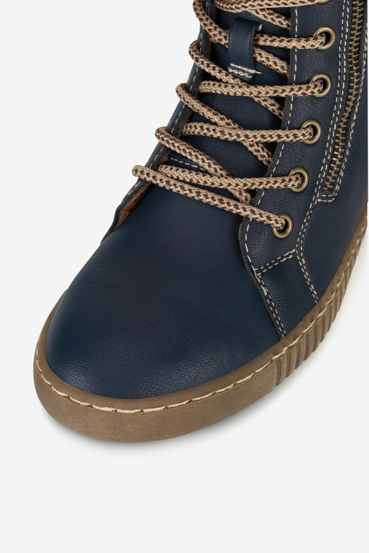 Šněrovací vyšší obuv TMAVĚ MODRÁ