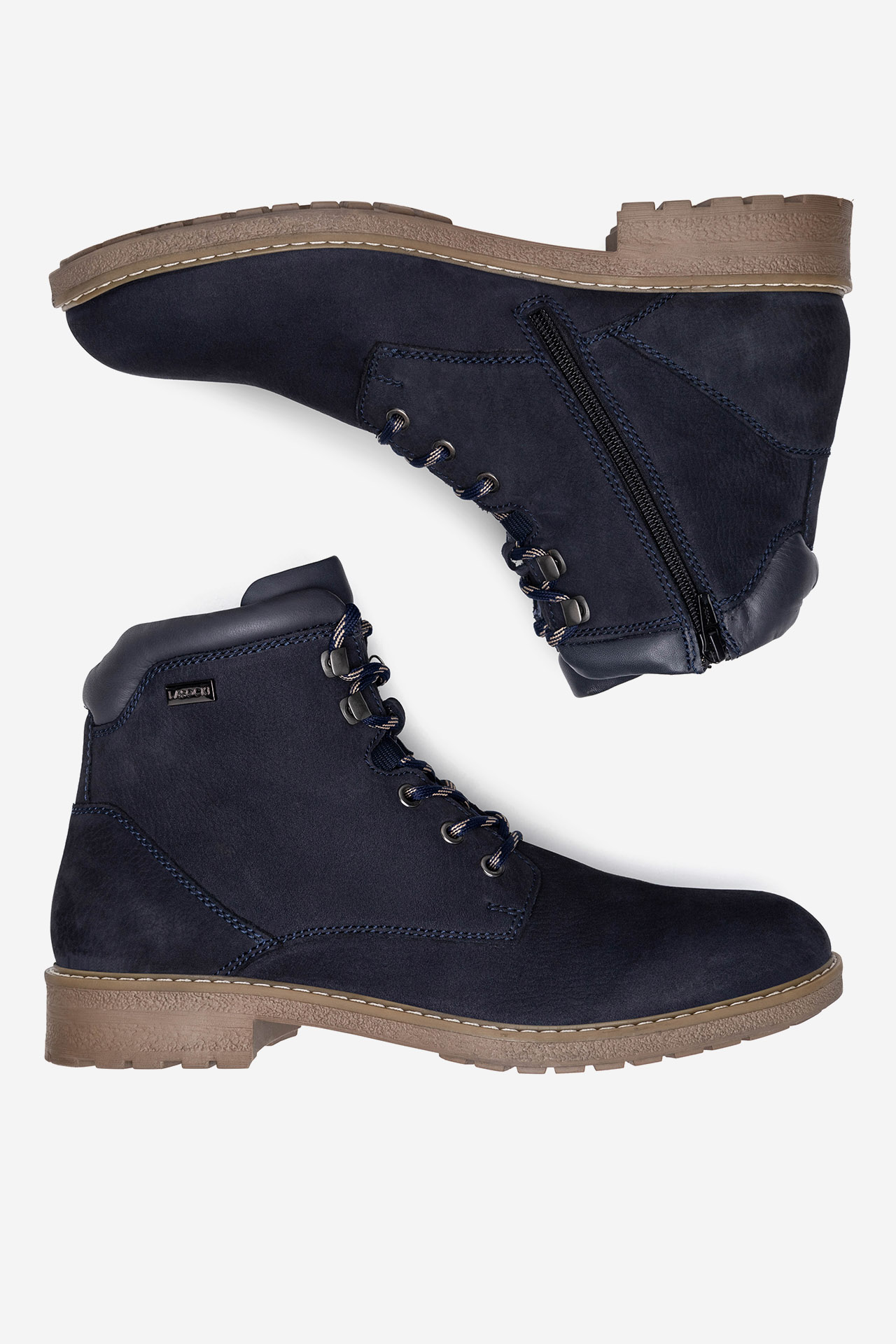 Šněrovací vyšší obuv TMAVĚ MODRÁ