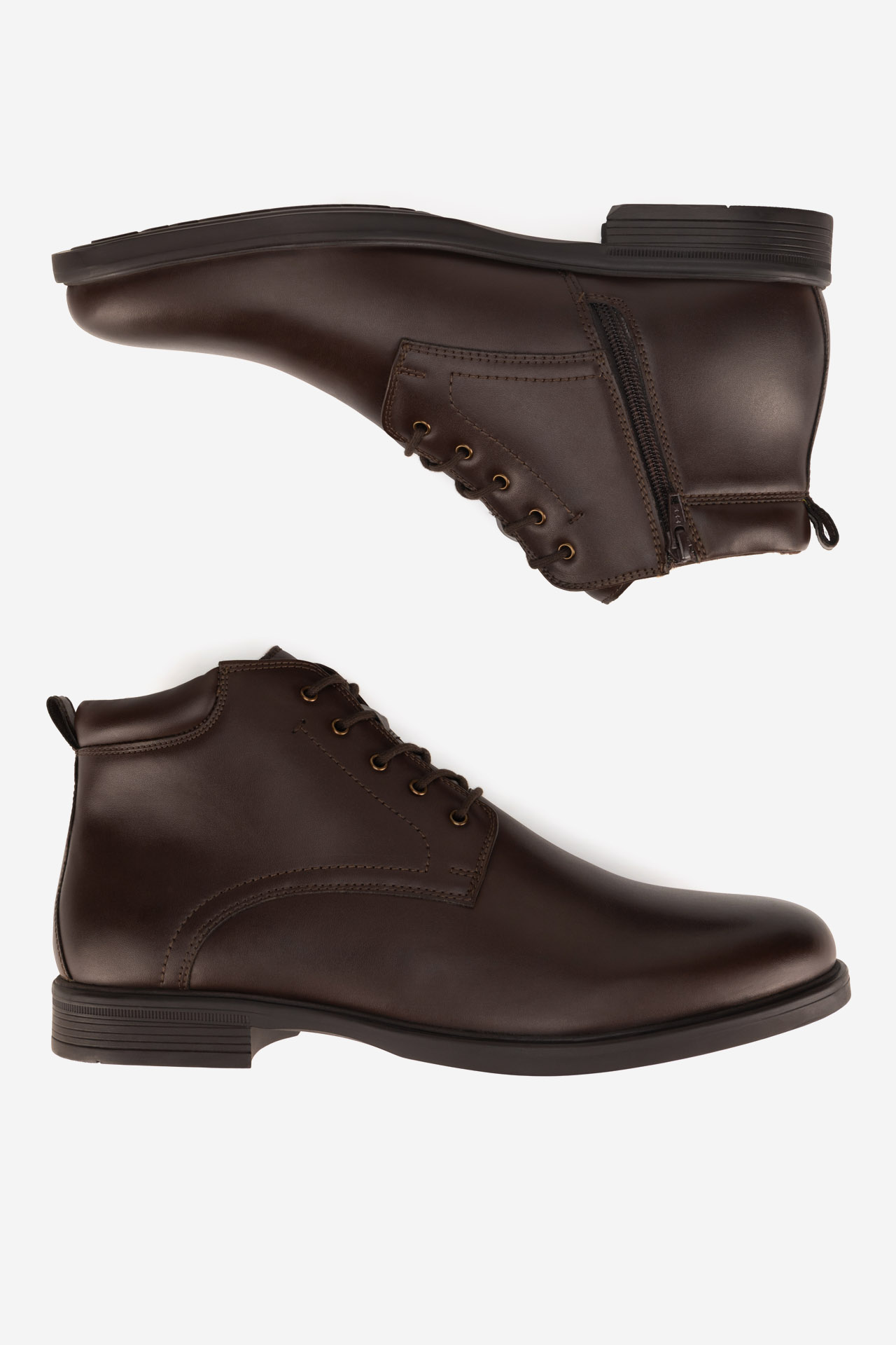 Šněrovací vyšší obuv TMAVĚ HNĚDÁ