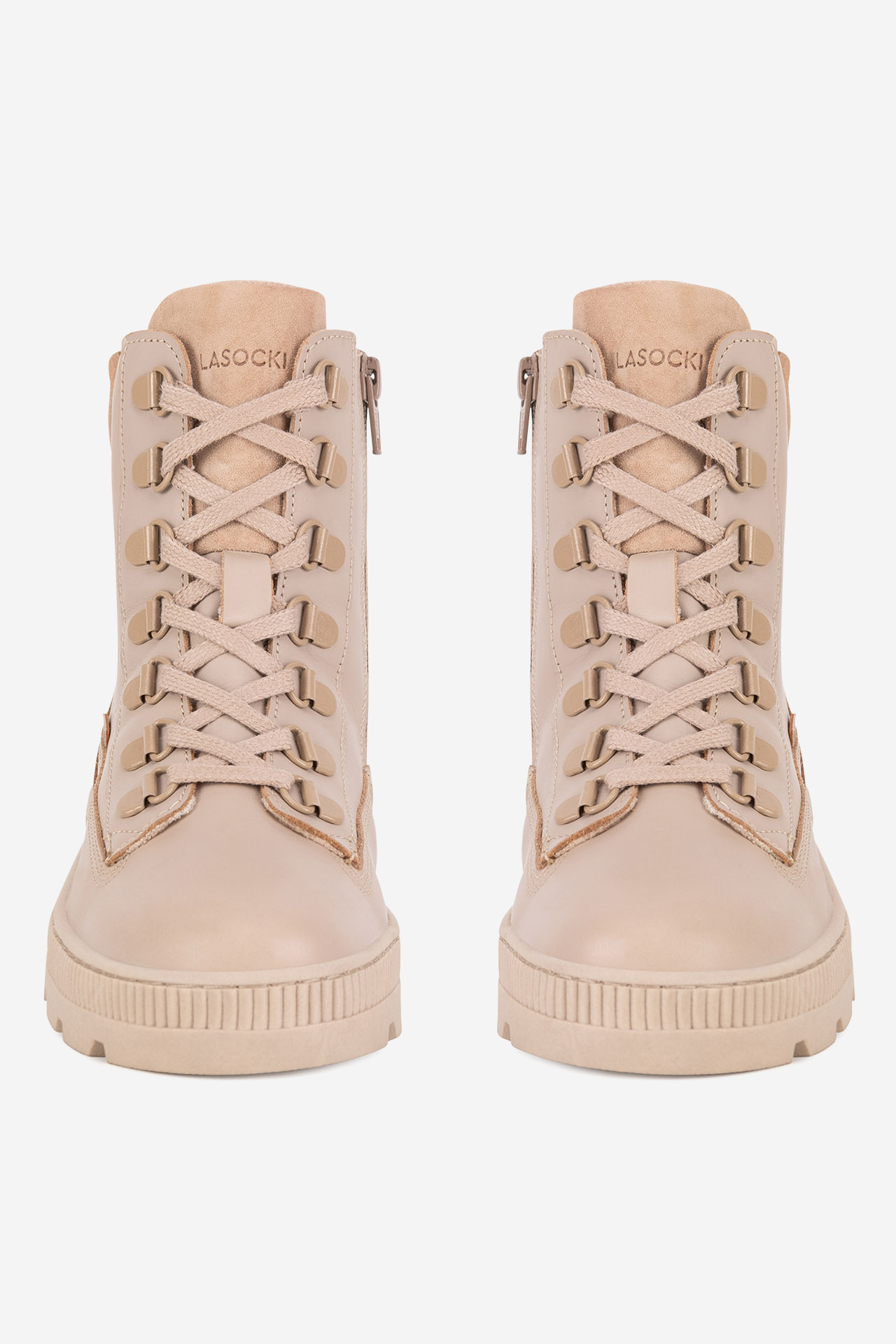 Gležnjarji z vezalkami Bež