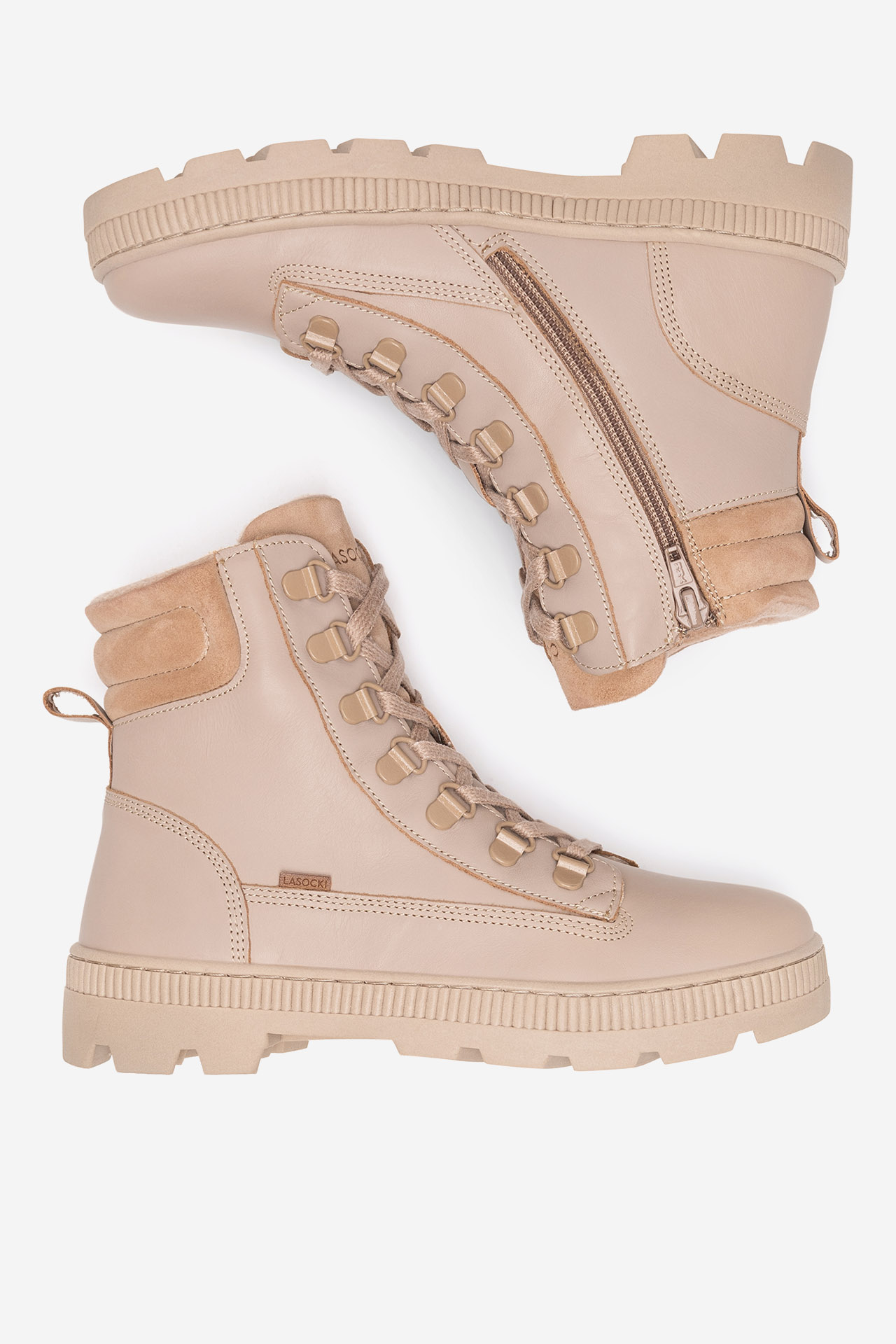 Gležnjarji z vezalkami Bež