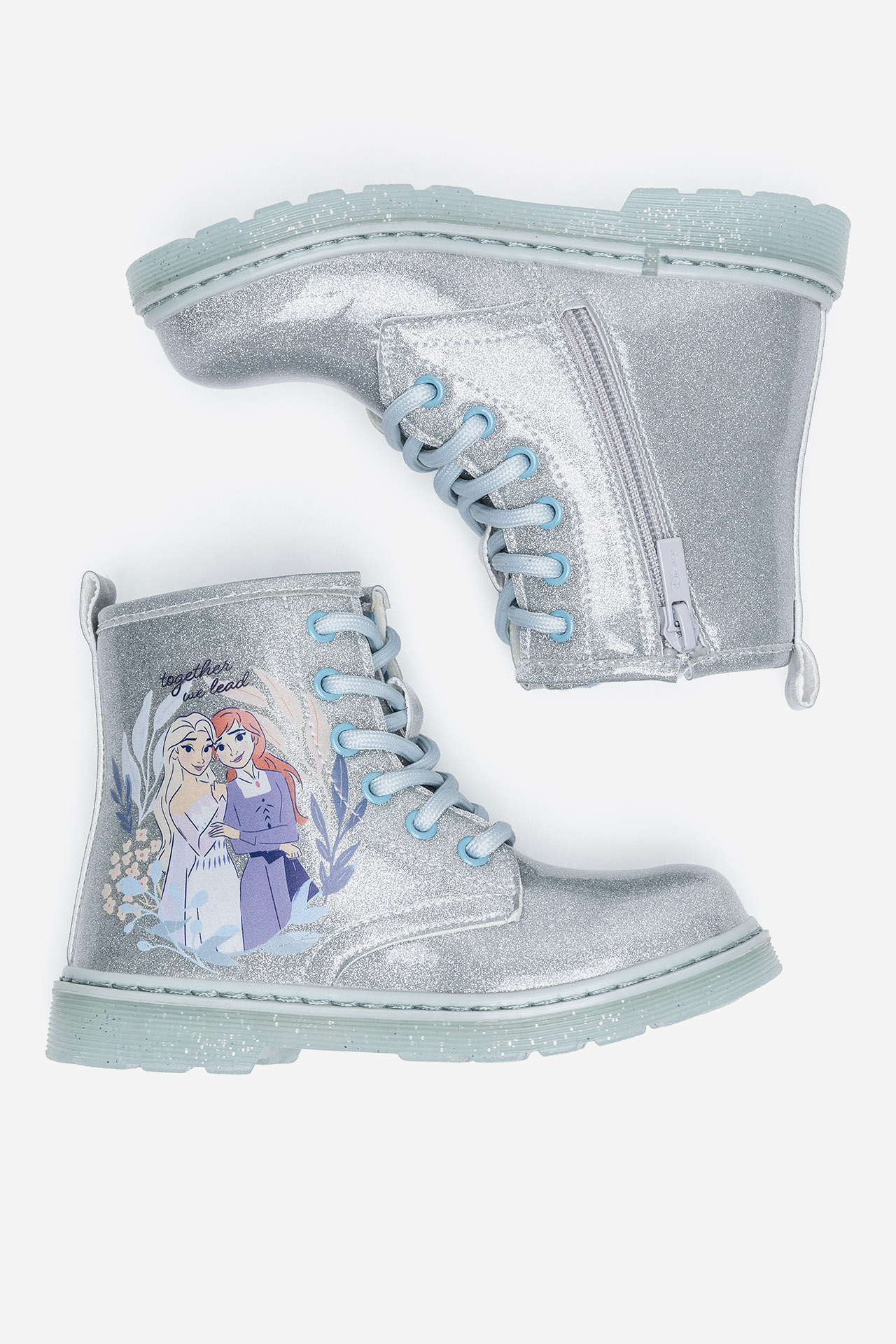 Šněrovací vyšší obuv STŘÍBRNÁ