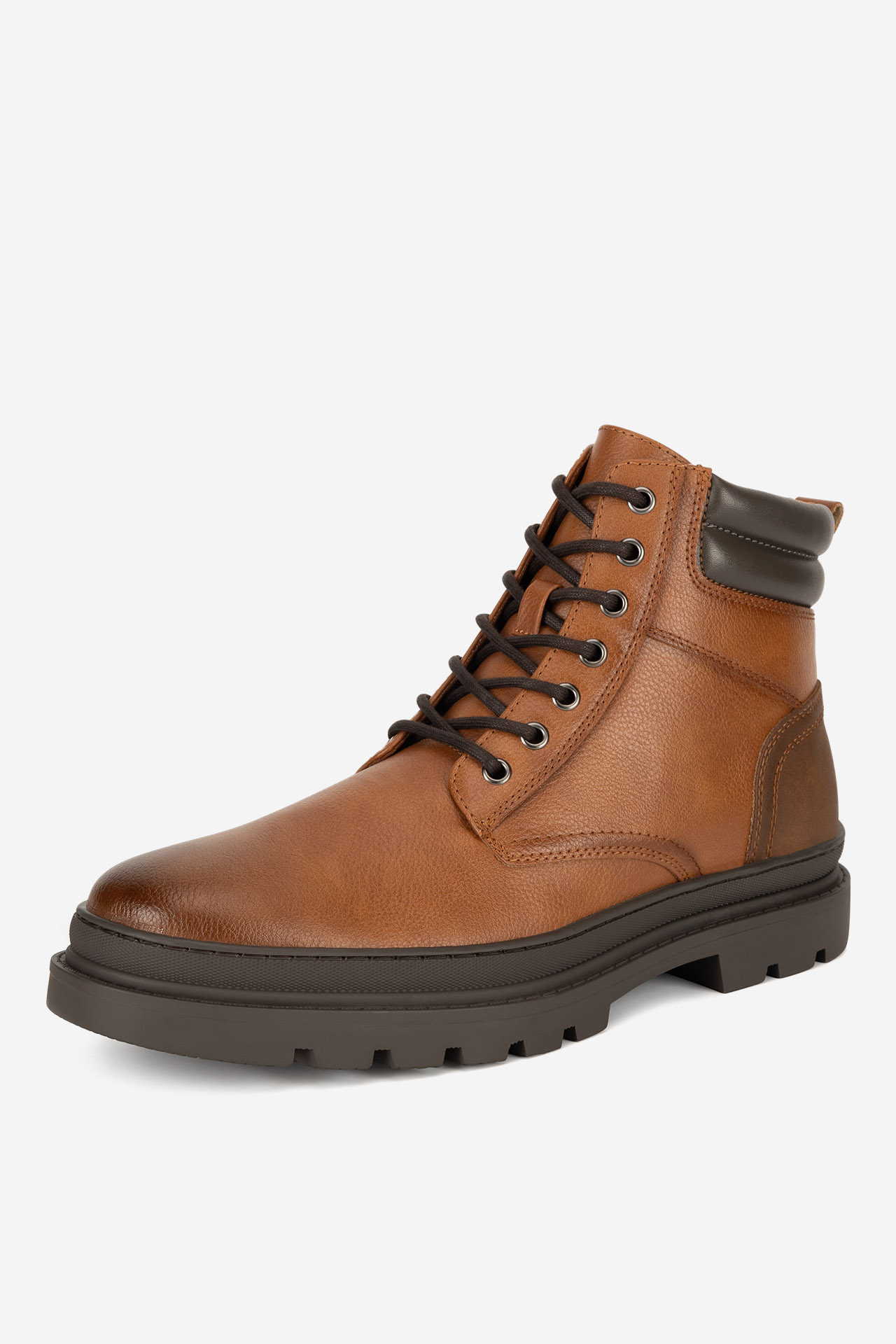 Šněrovací vyšší obuv SVĚTLE HNĚDÁ