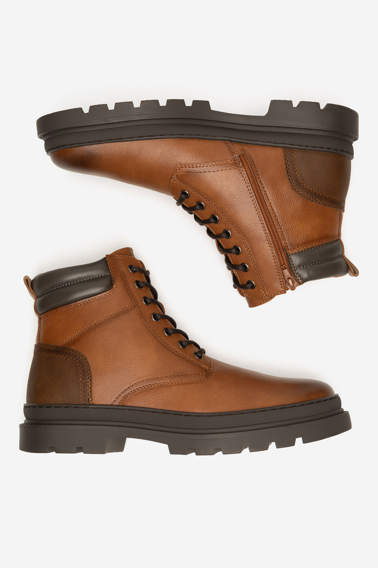 Šněrovací vyšší obuv SVĚTLE HNĚDÁ