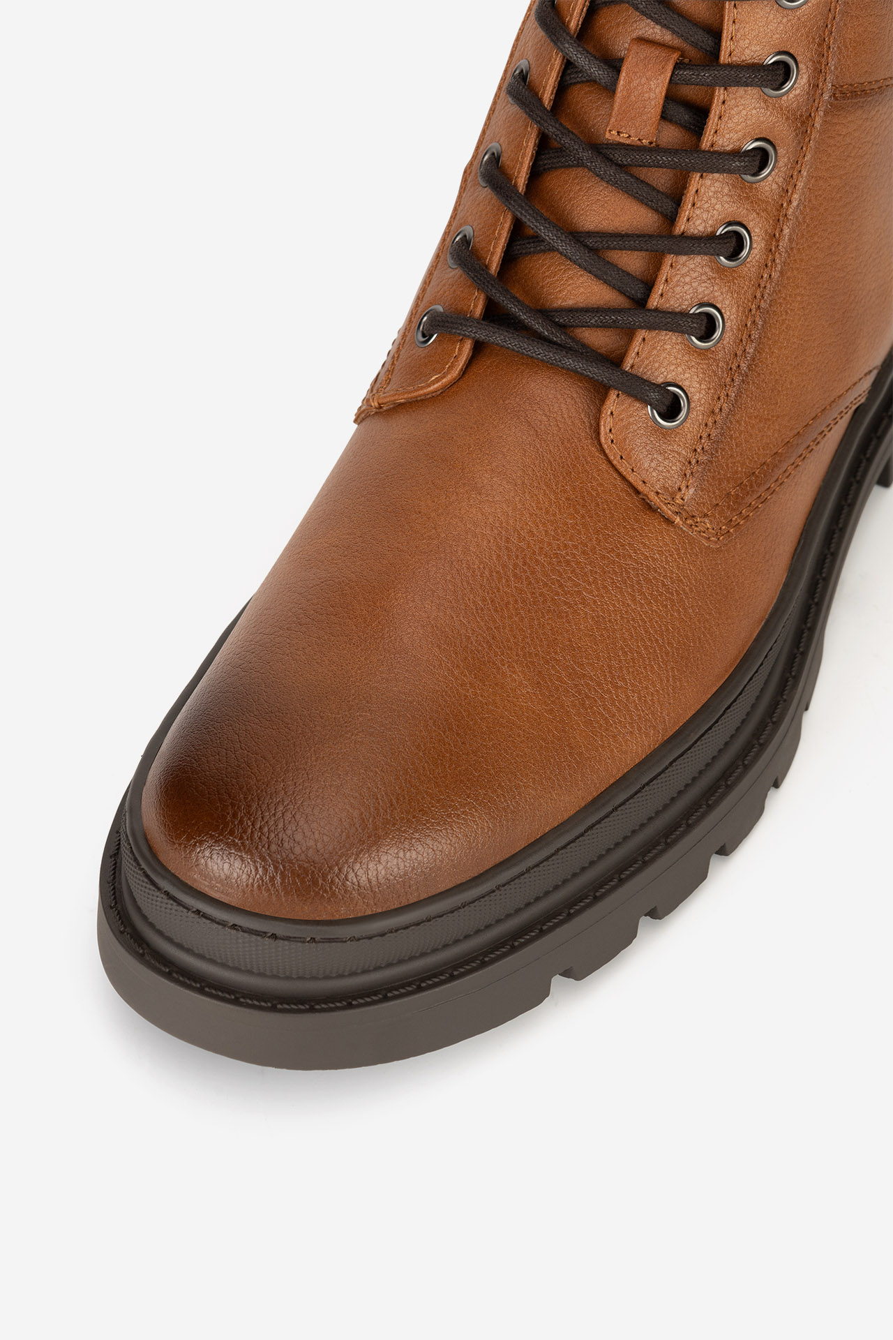 Šněrovací vyšší obuv SVĚTLE HNĚDÁ