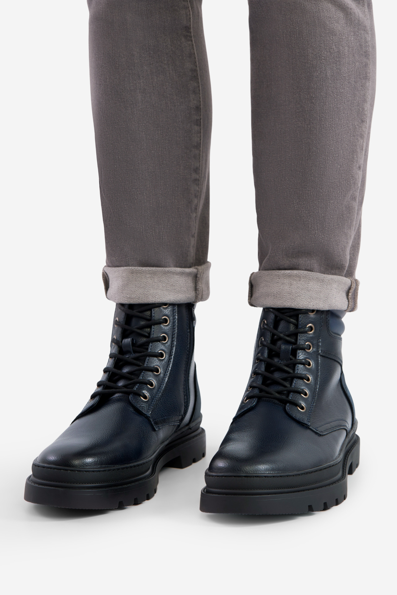 Šněrovací vyšší obuv TMAVĚ MODRÁ