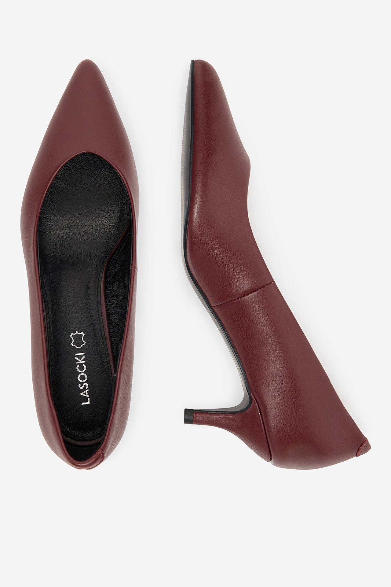 Pantofi cu toc subțire Vișiniu