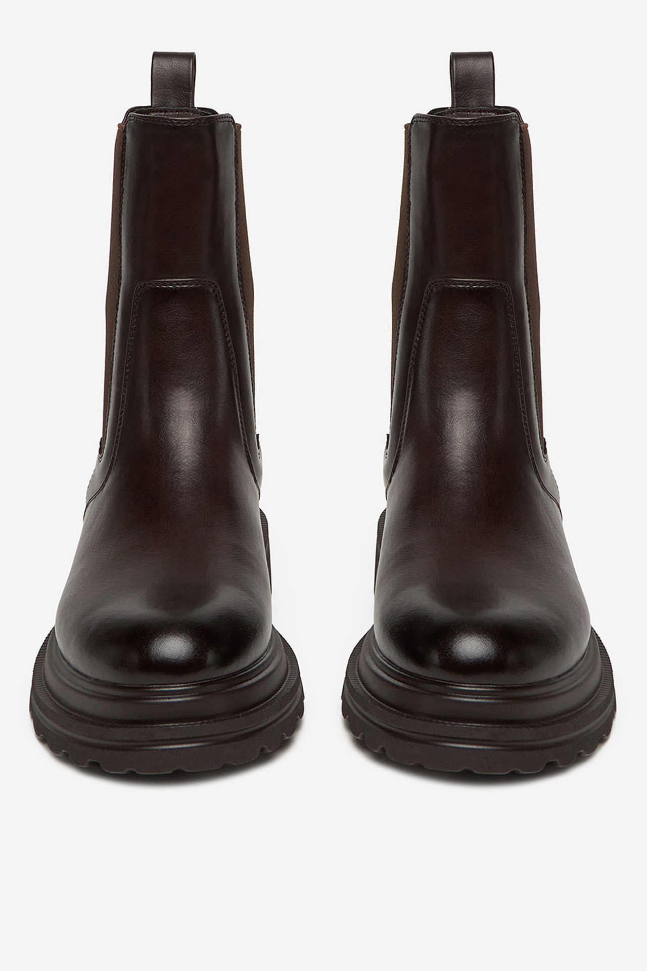 Kotníková obuv s elastickým prvkem Tmavě hnědá