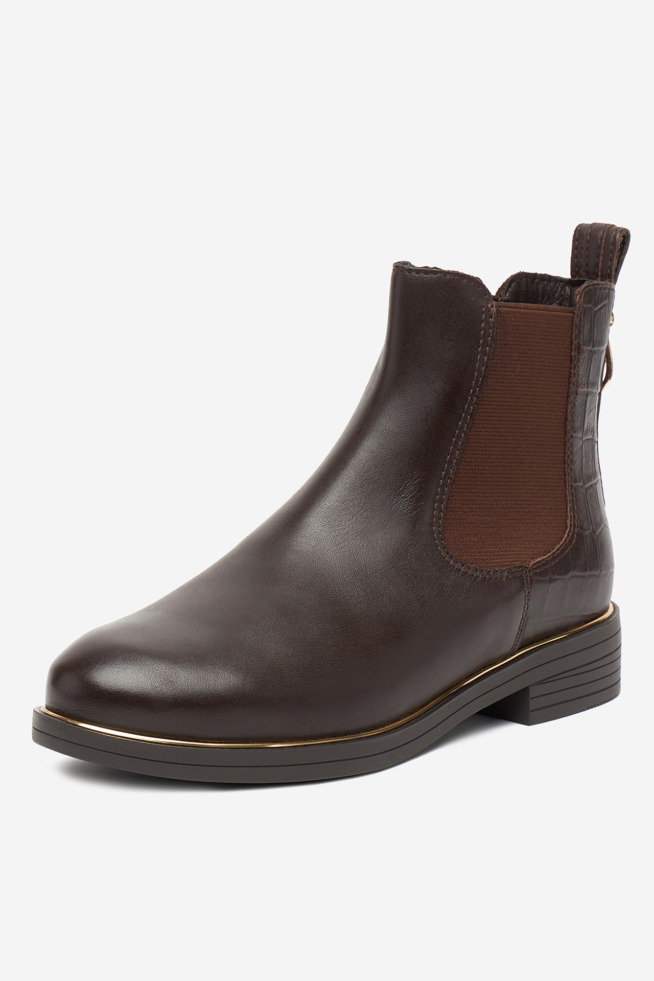 Kotníková obuv s elastickým prvkem Tmavě hnědá