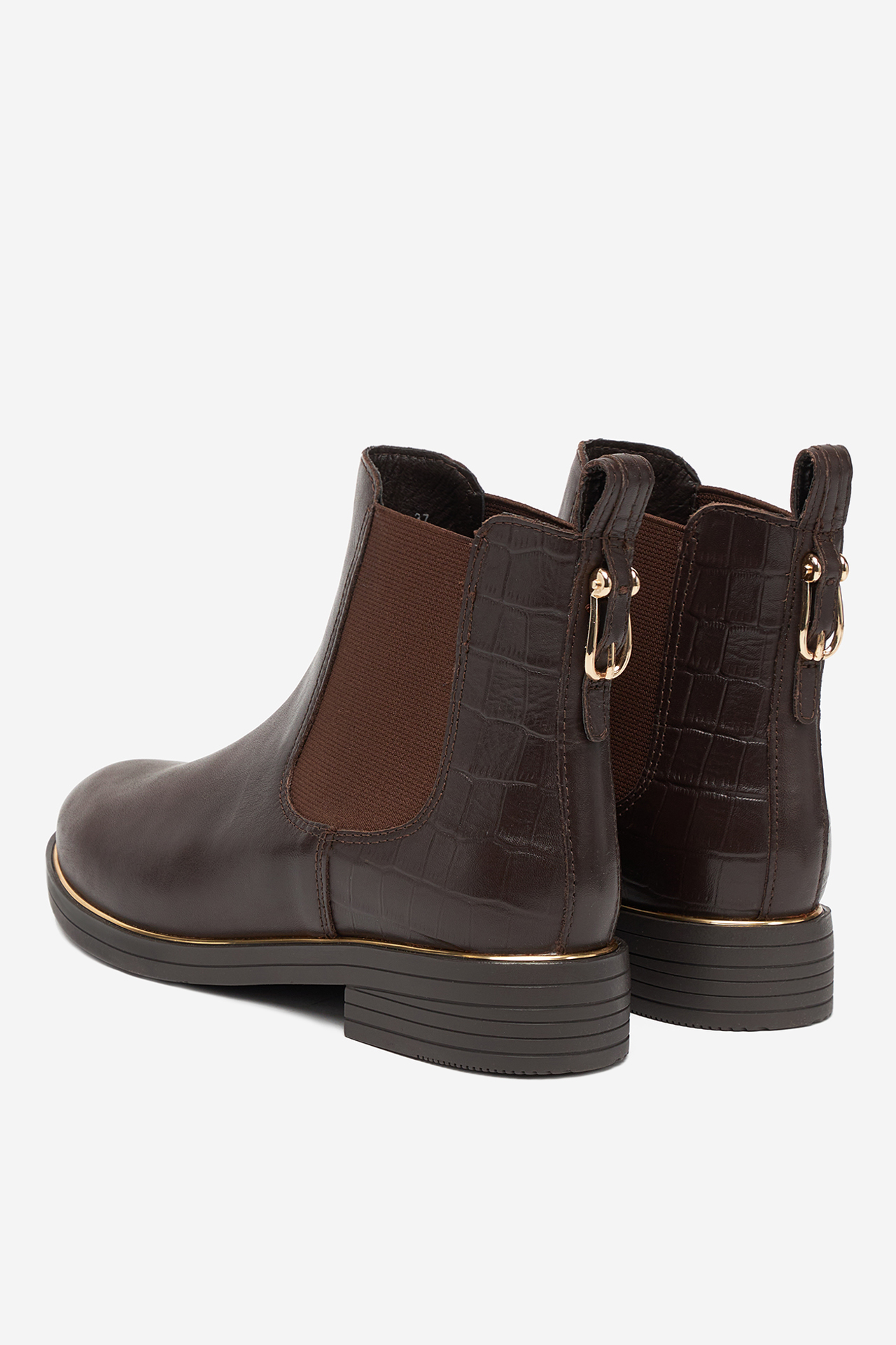 Kotníková obuv s elastickým prvkem Tmavě hnědá