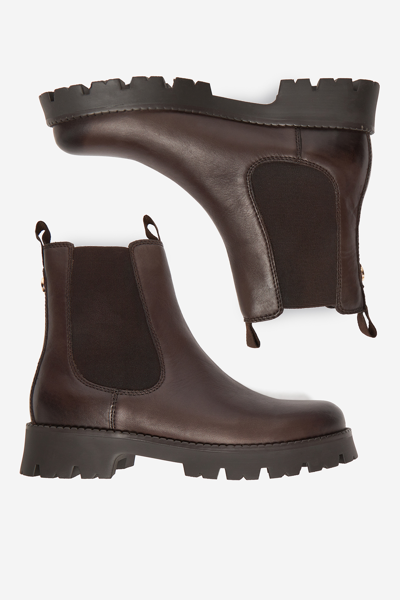 Kotníková obuv s elastickým prvkem Tmavě hnědá