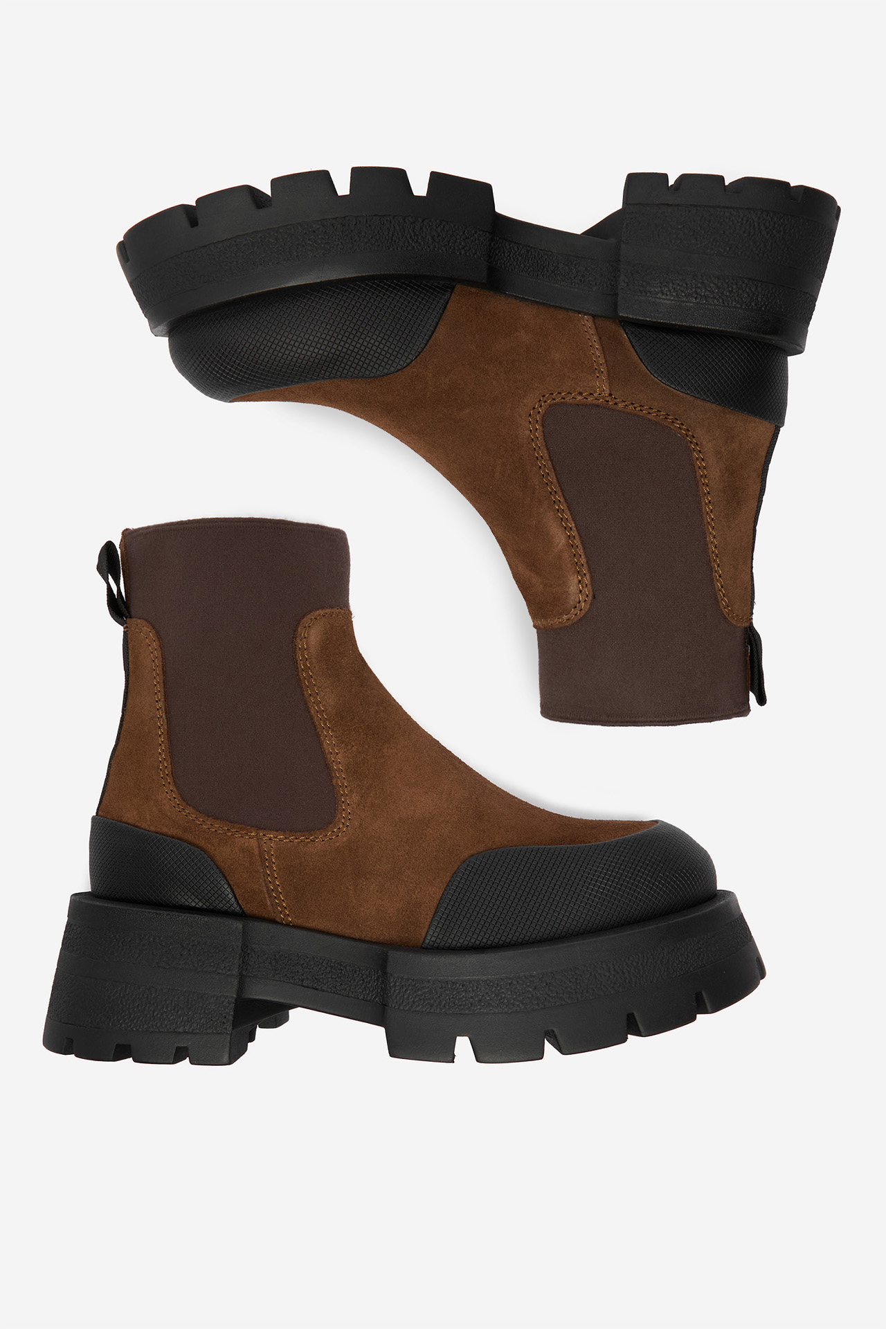 Kotníková obuv s elastickým prvkem Hnědá