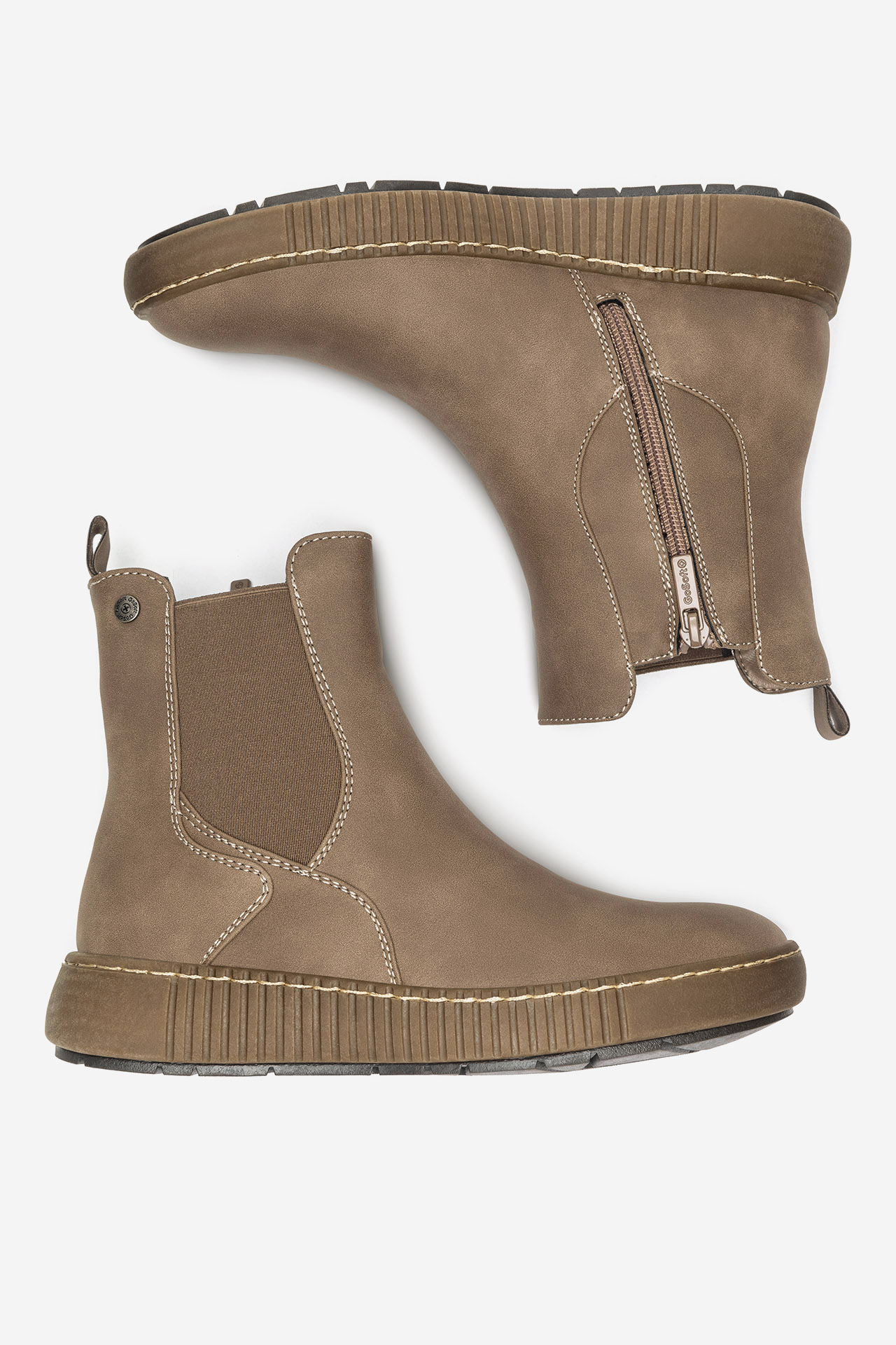 Kotníková obuv s elastickým prvkem Tmavě béžová