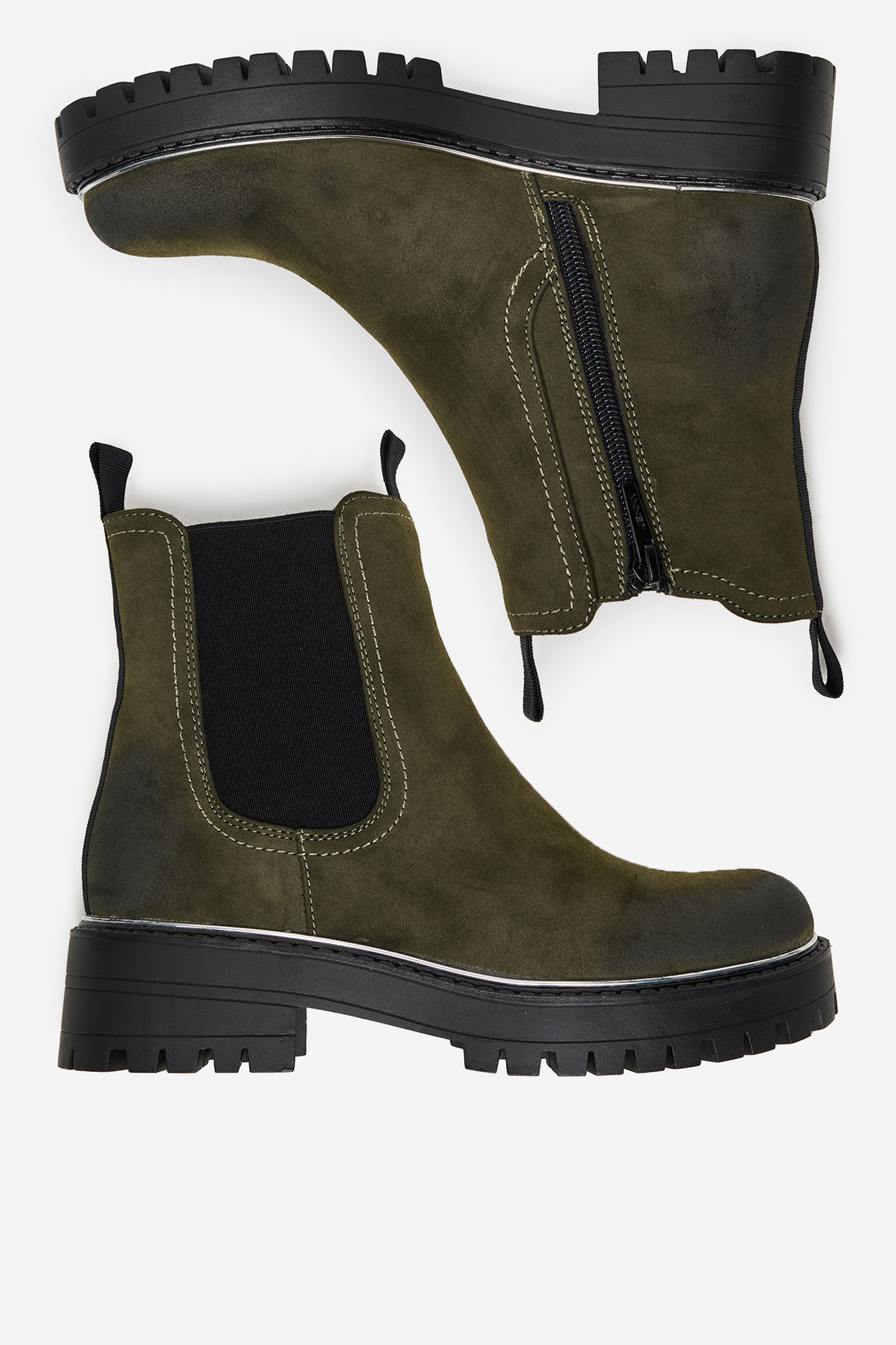 Kotníková obuv s elastickým prvkem Khaki