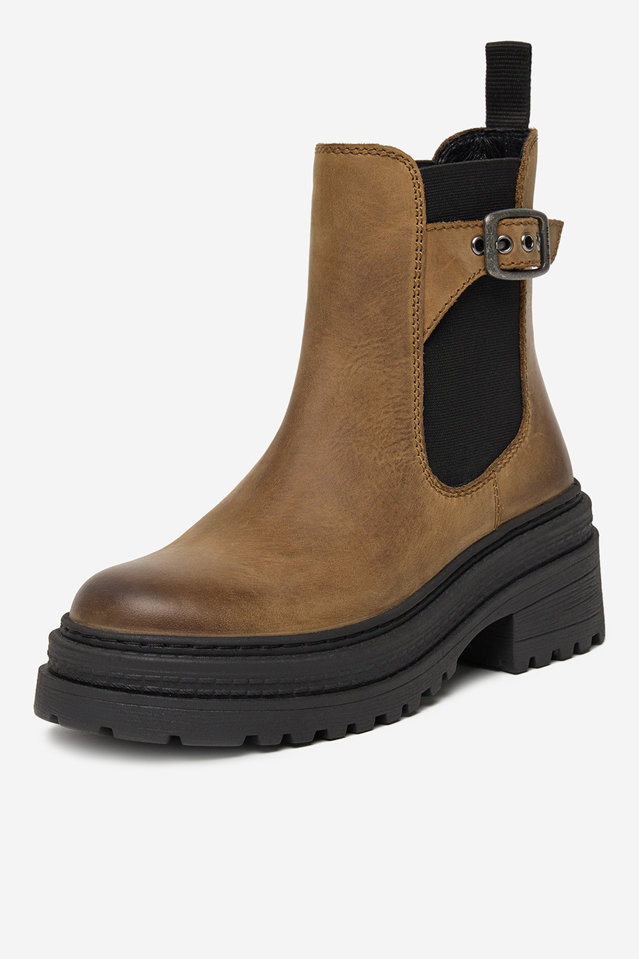 Kotníková obuv s elastickým prvkem Světle hnědá