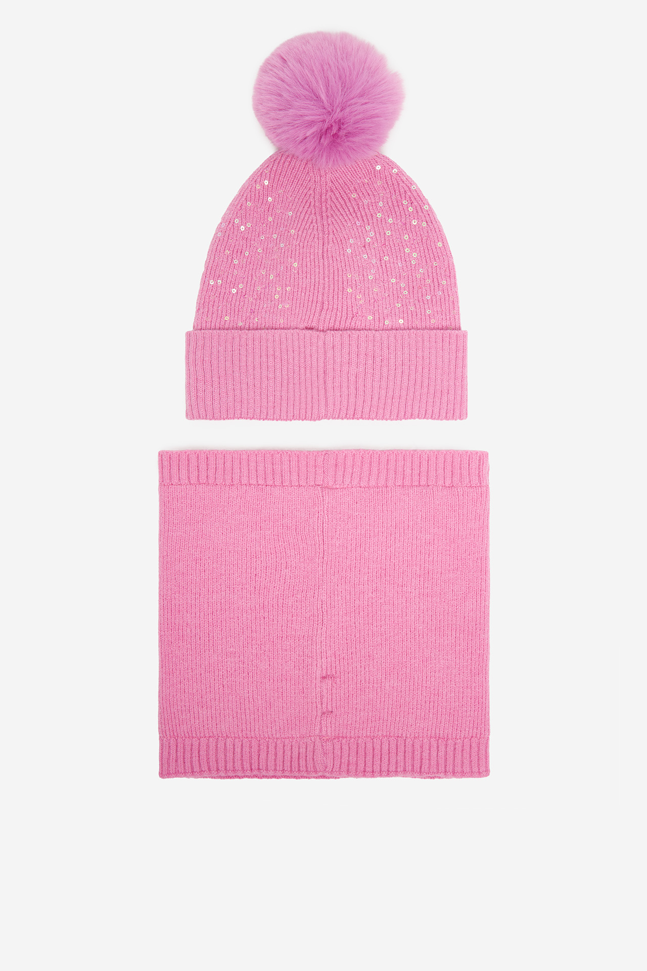 Set čepice a tunelová šála Růžová