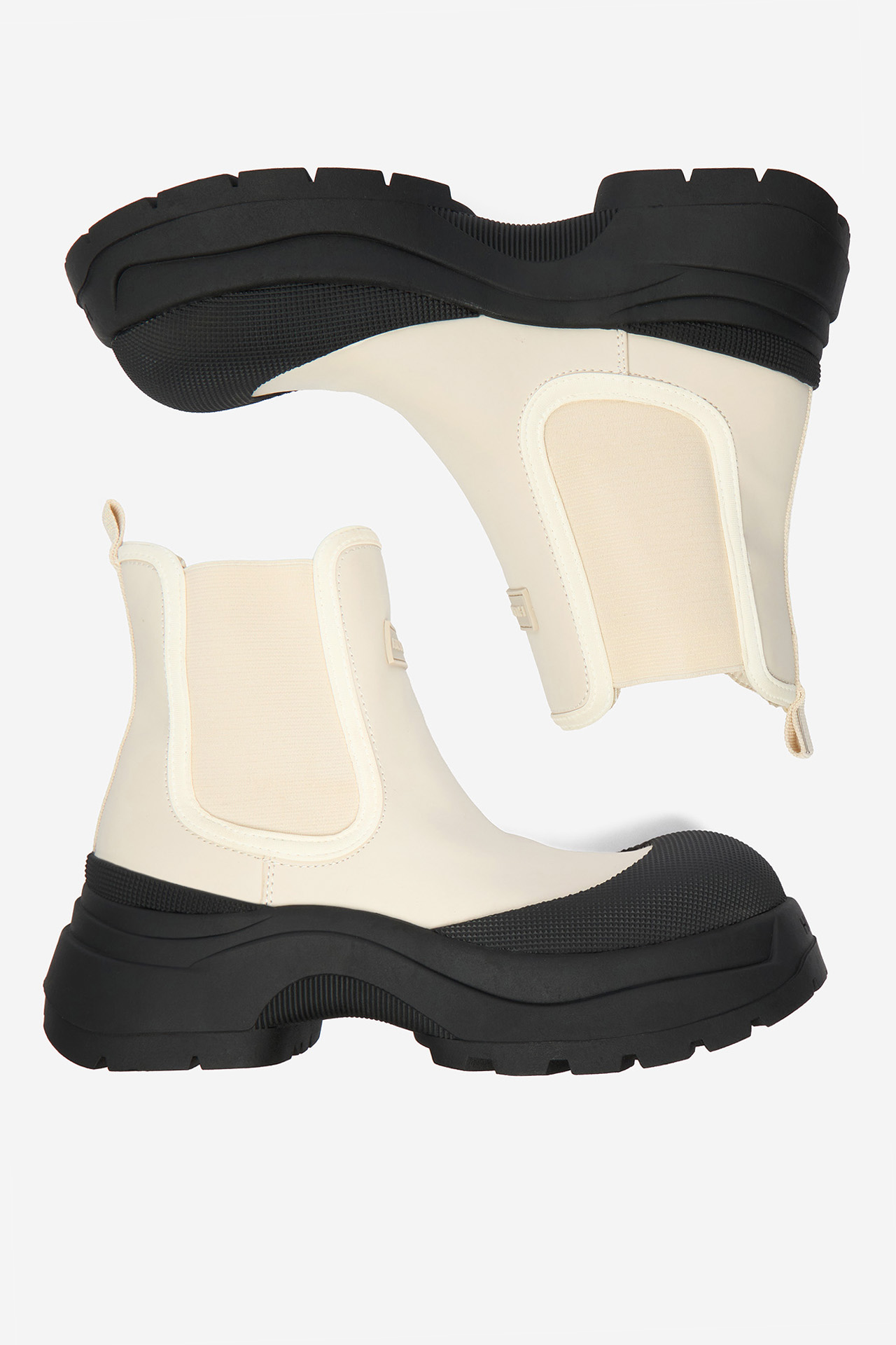 Kotníková obuv s elastickým prvkem Krémová