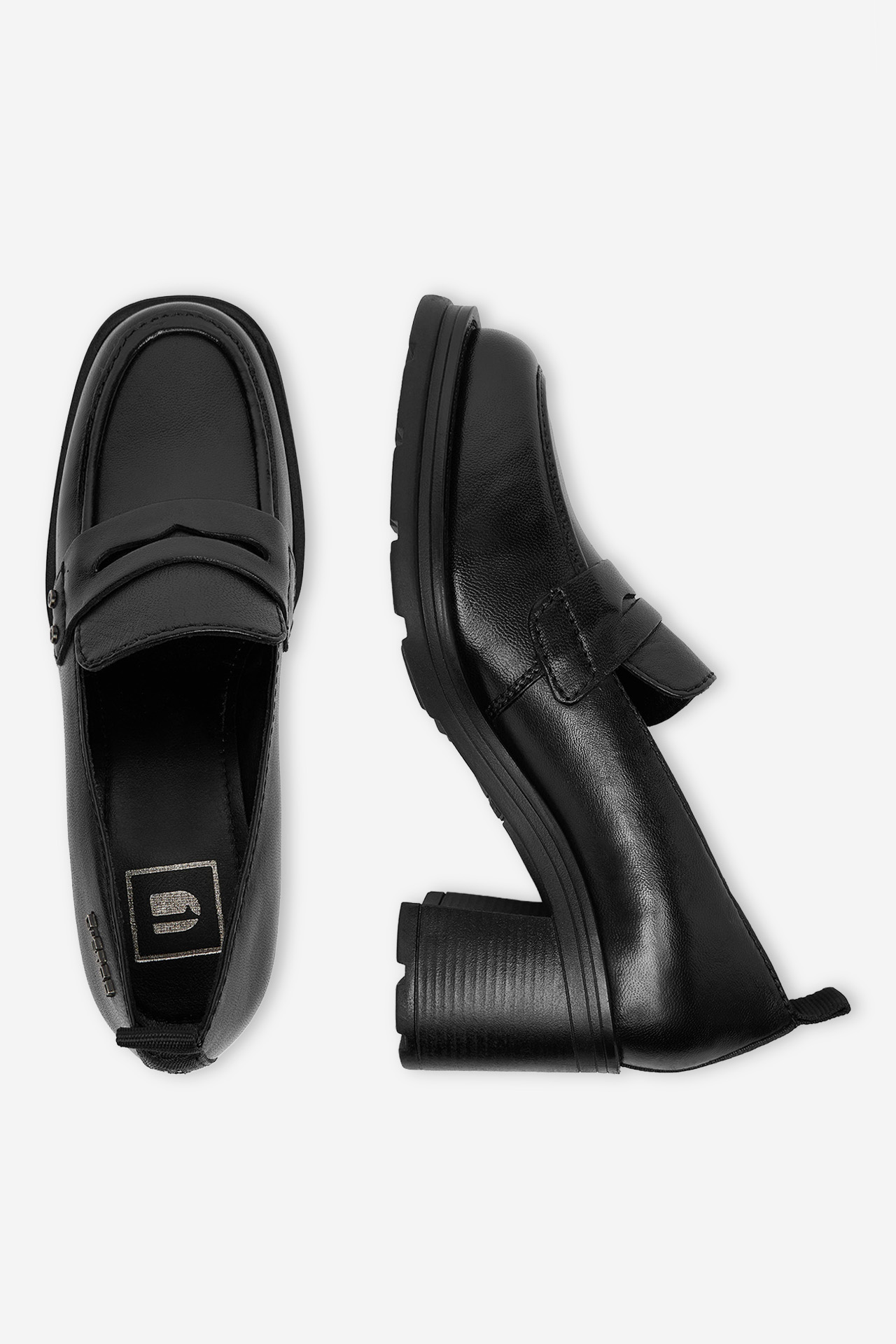 Mokasíny na podpatku Černá