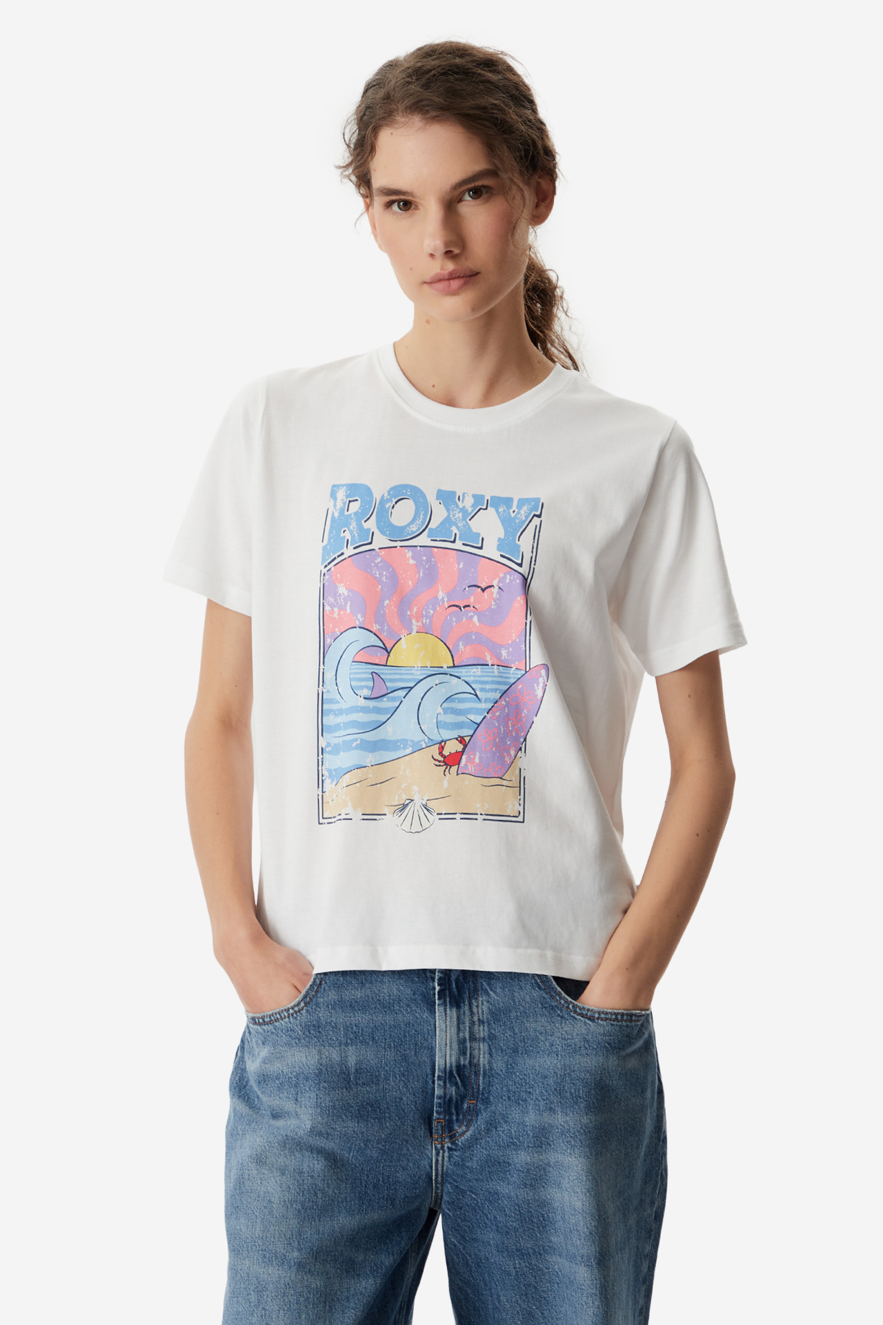 T-shirt ROXY W126-RXLTS-1010-01P Biały